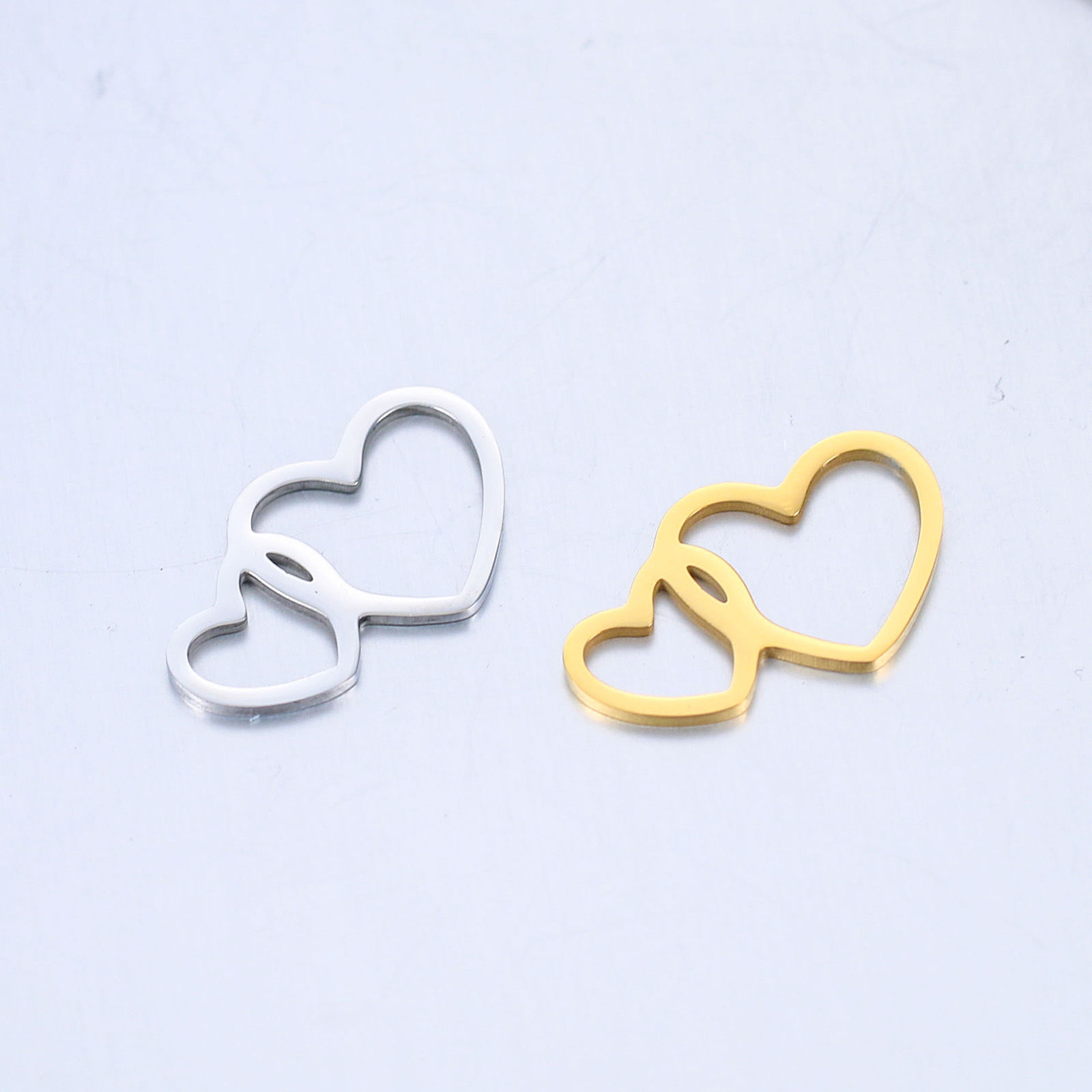 Image de Breloques en 304 Acier Inoxydable La Saint Valentin Cœur Multicolore 2 Pcs