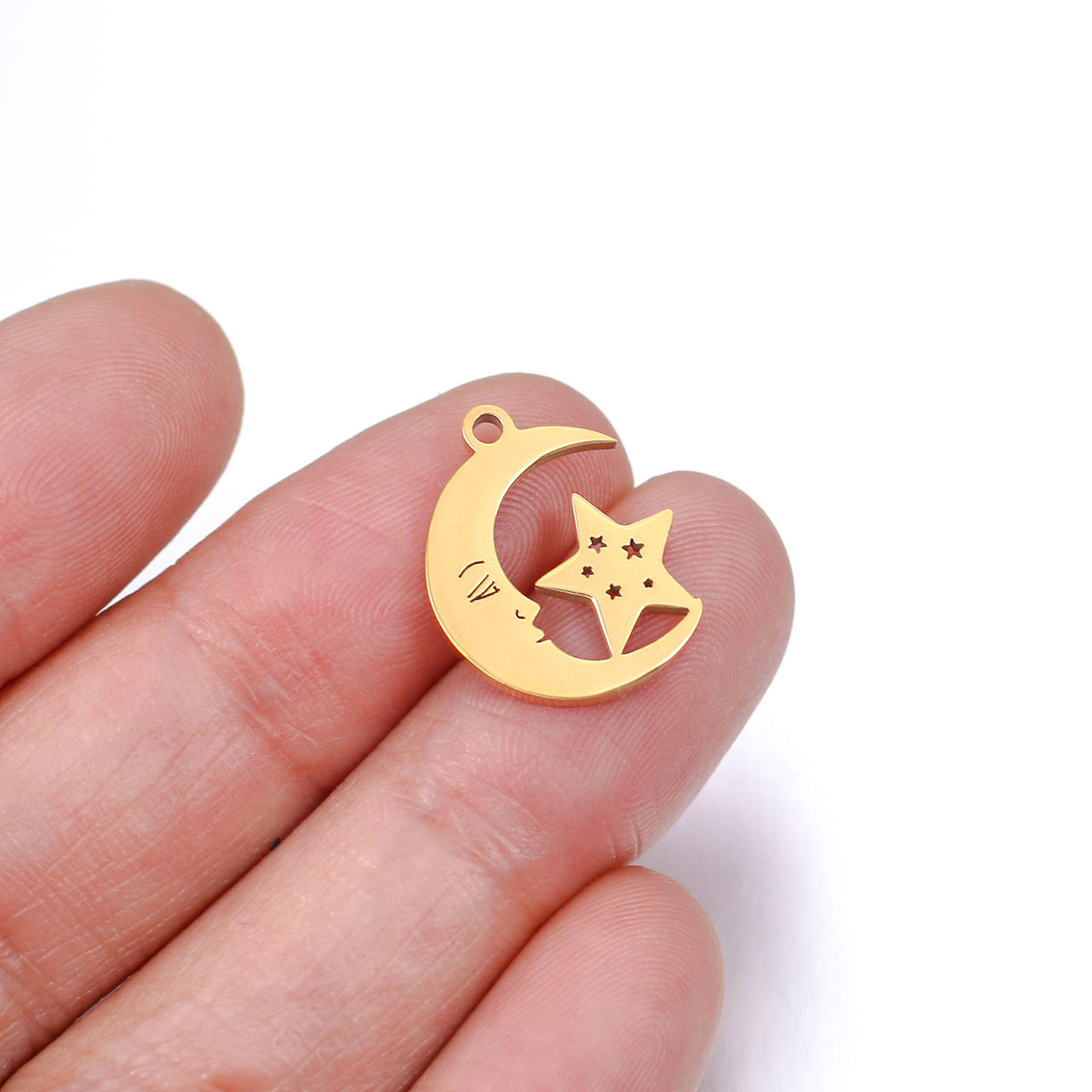 Picture of 304 Stainless Steel Galaxy Charms Multicolor Half Moon Star