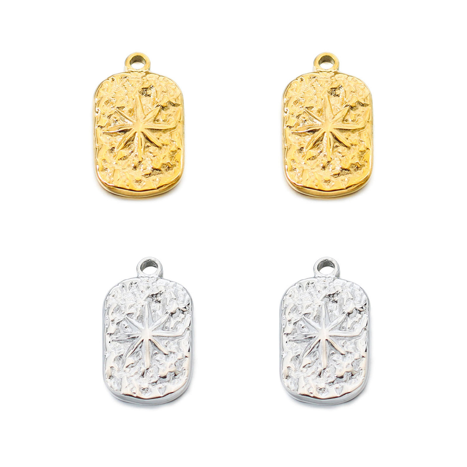 Picture of 304 Stainless Steel Galaxy Charms Gold Plated Rectangle Star