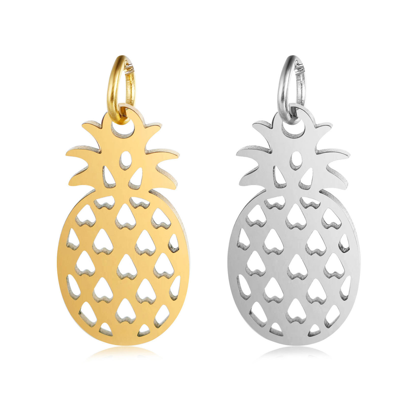 Image de Breloques en 304 Acier Inoxydable Ananas Multicolore 2 Pcs