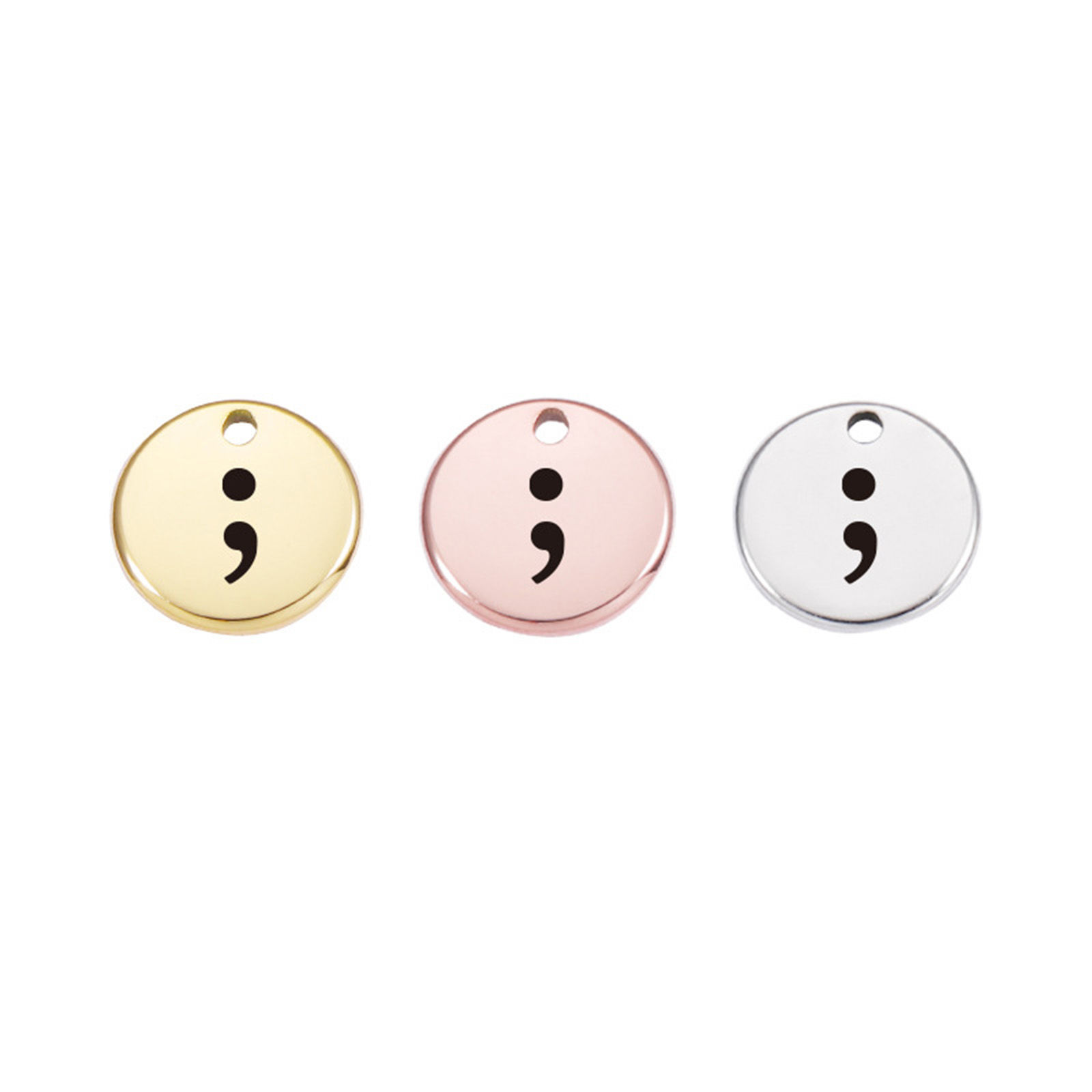 Picture of 304 Stainless Steel Charms Multicolor Round Disc Semicolon
