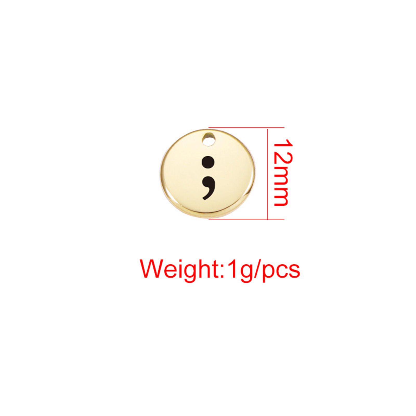 Picture of 304 Stainless Steel Charms Multicolor Round Disc Semicolon