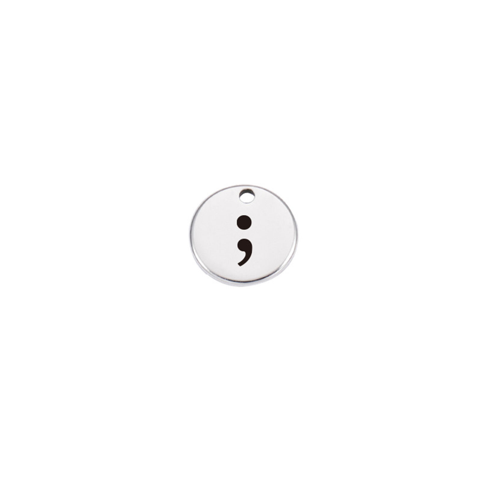 Picture of 304 Stainless Steel Charms Multicolor Round Disc Semicolon