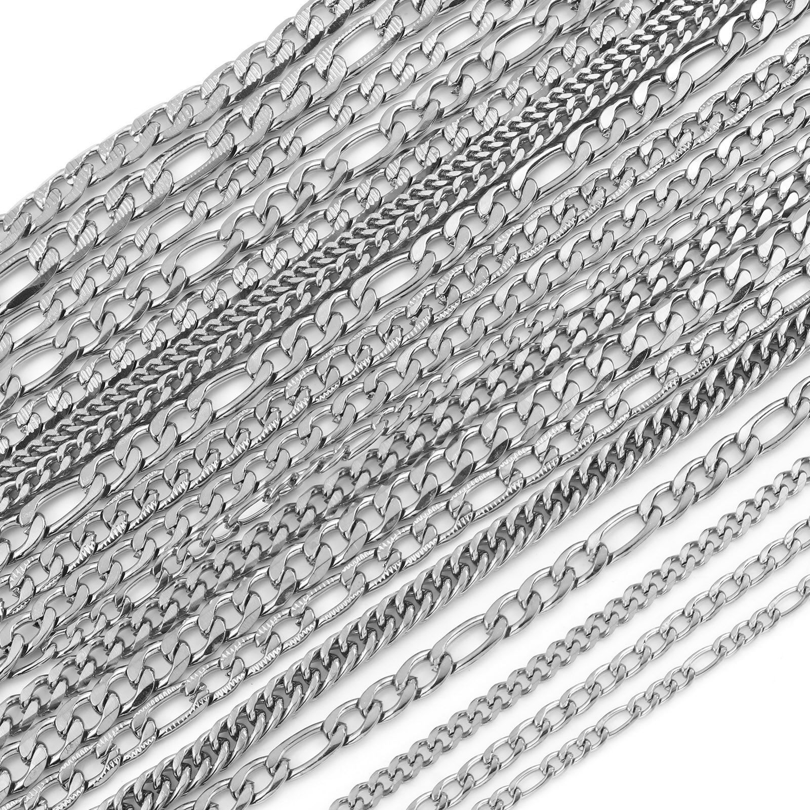 Immagine di Acciaio Inossidabile Catena di licopodio Collana Tono Argento 50.5cm Lunghezza, 1 Pz