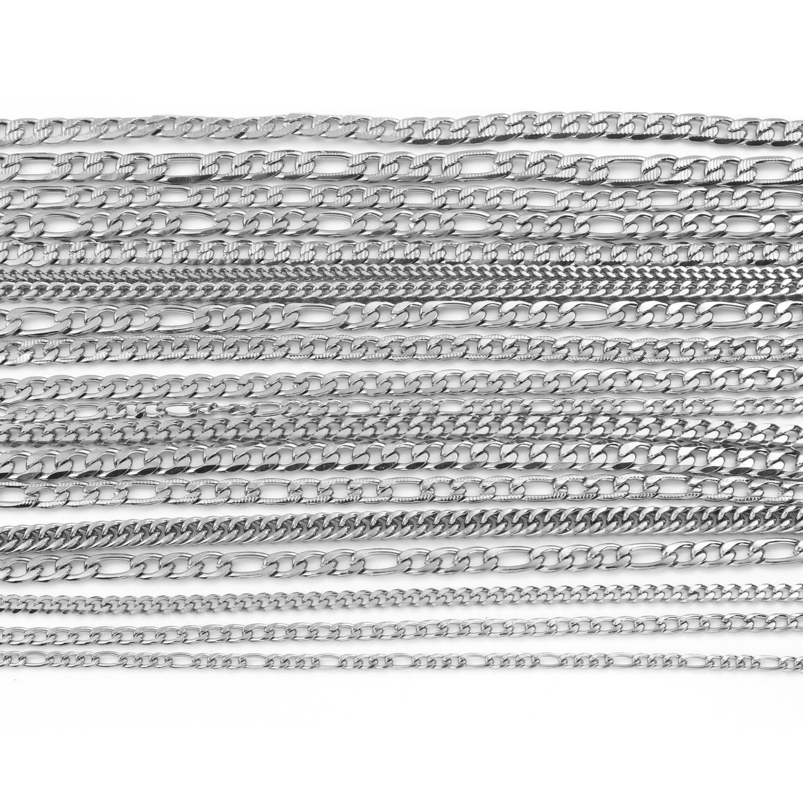 Immagine di Acciaio Inossidabile Catena di licopodio Collana Tono Argento 50.5cm Lunghezza, 1 Pz