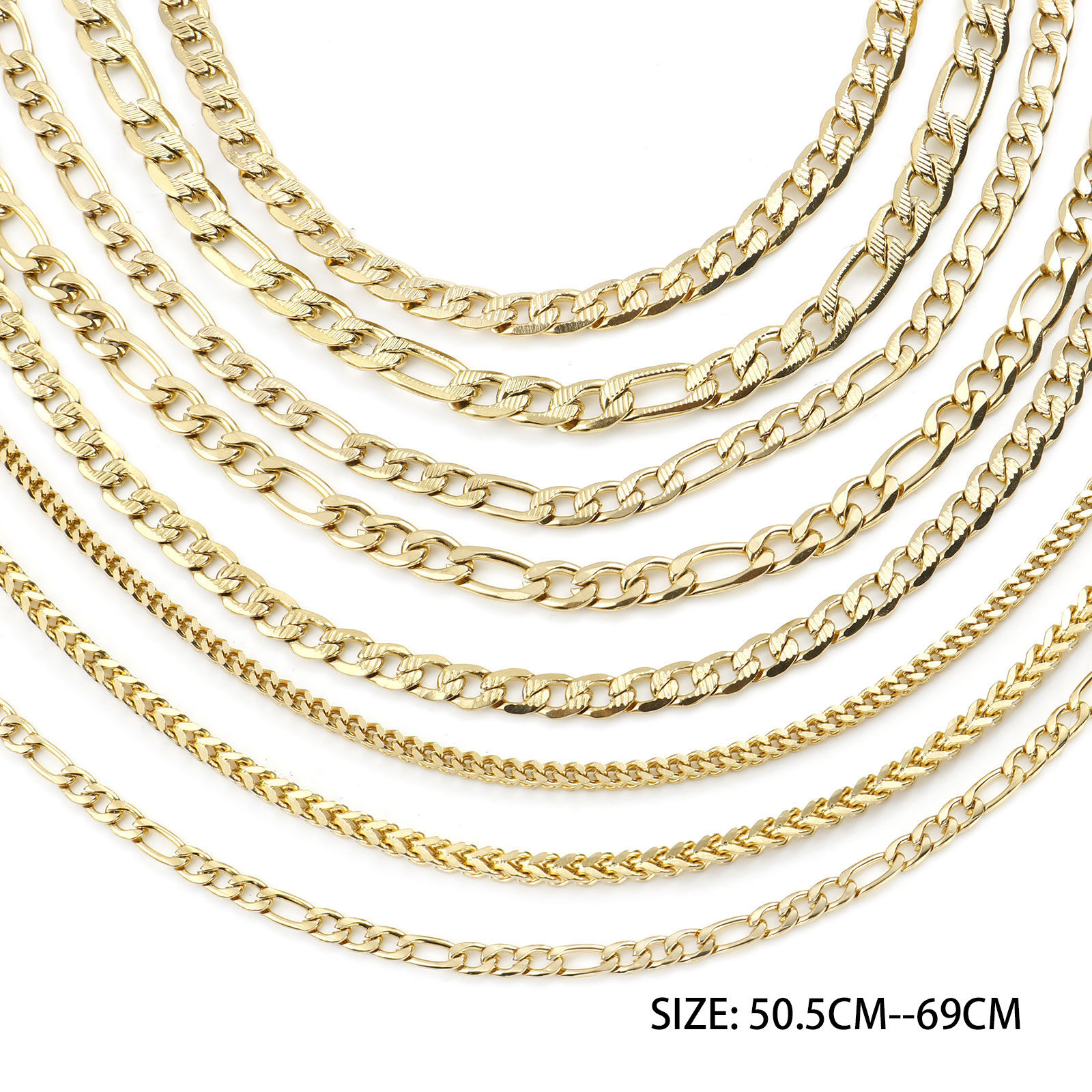 Bild von Edelstahl Fuchsschwanzkette Kette Halskette Vergoldet 50.5cm lang, 1 Strang