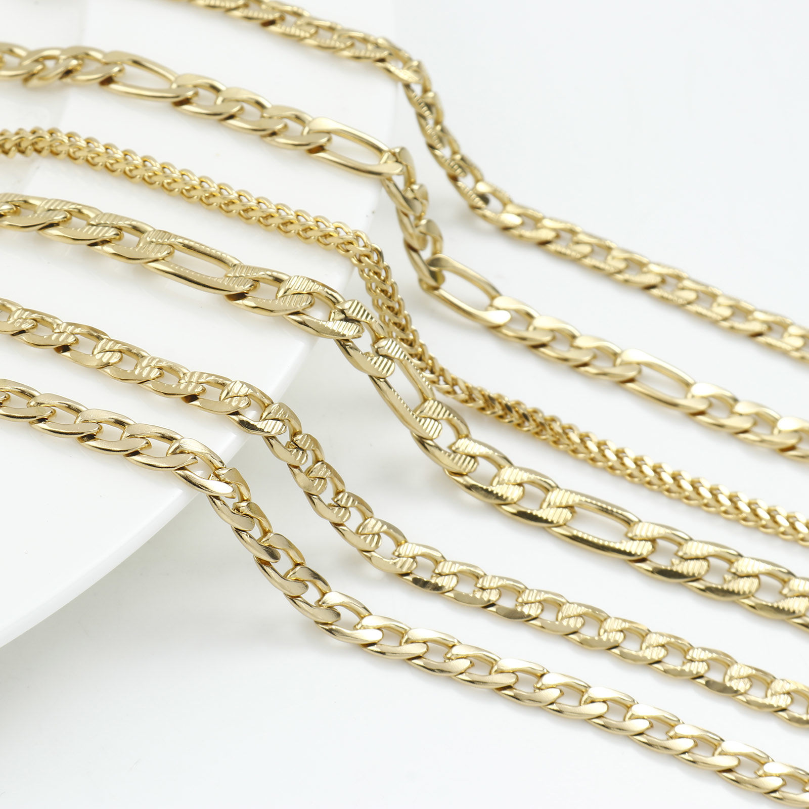 Bild von Edelstahl Fuchsschwanzkette Kette Halskette Vergoldet 50.5cm lang, 1 Strang