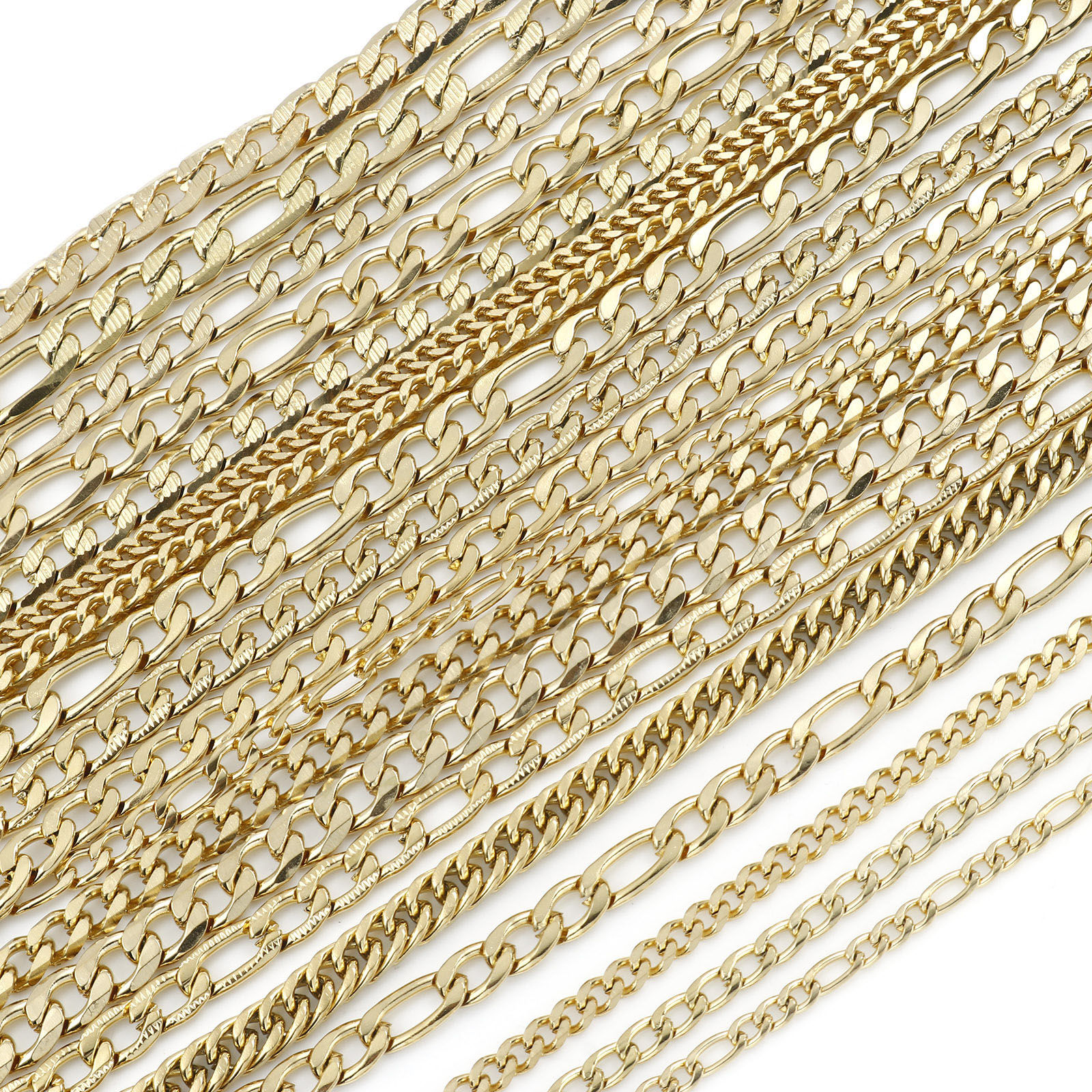 Bild von Edelstahl Fuchsschwanzkette Kette Halskette Vergoldet 50.5cm lang, 1 Strang