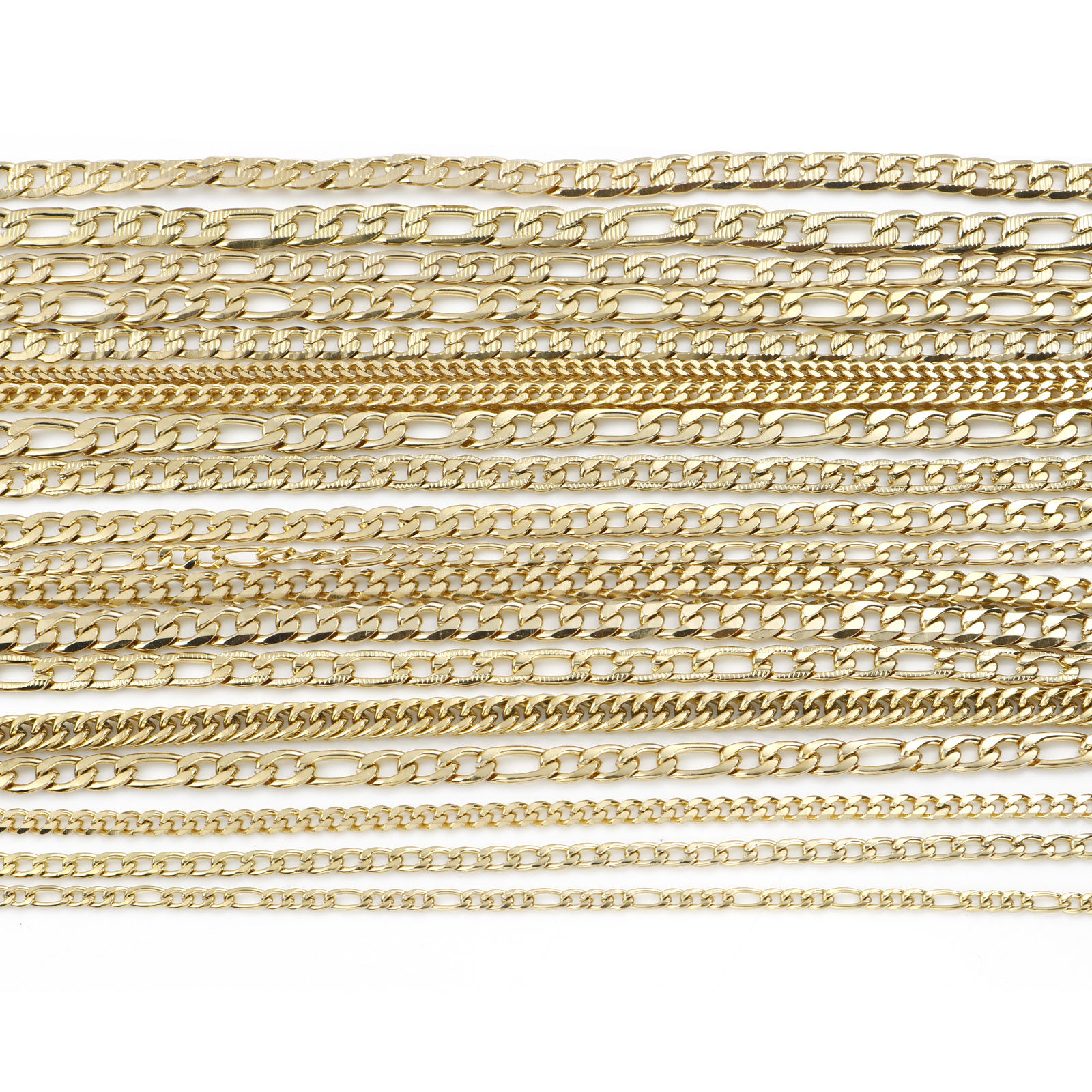 Bild von Edelstahl Fuchsschwanzkette Kette Halskette Vergoldet 50.5cm lang, 1 Strang