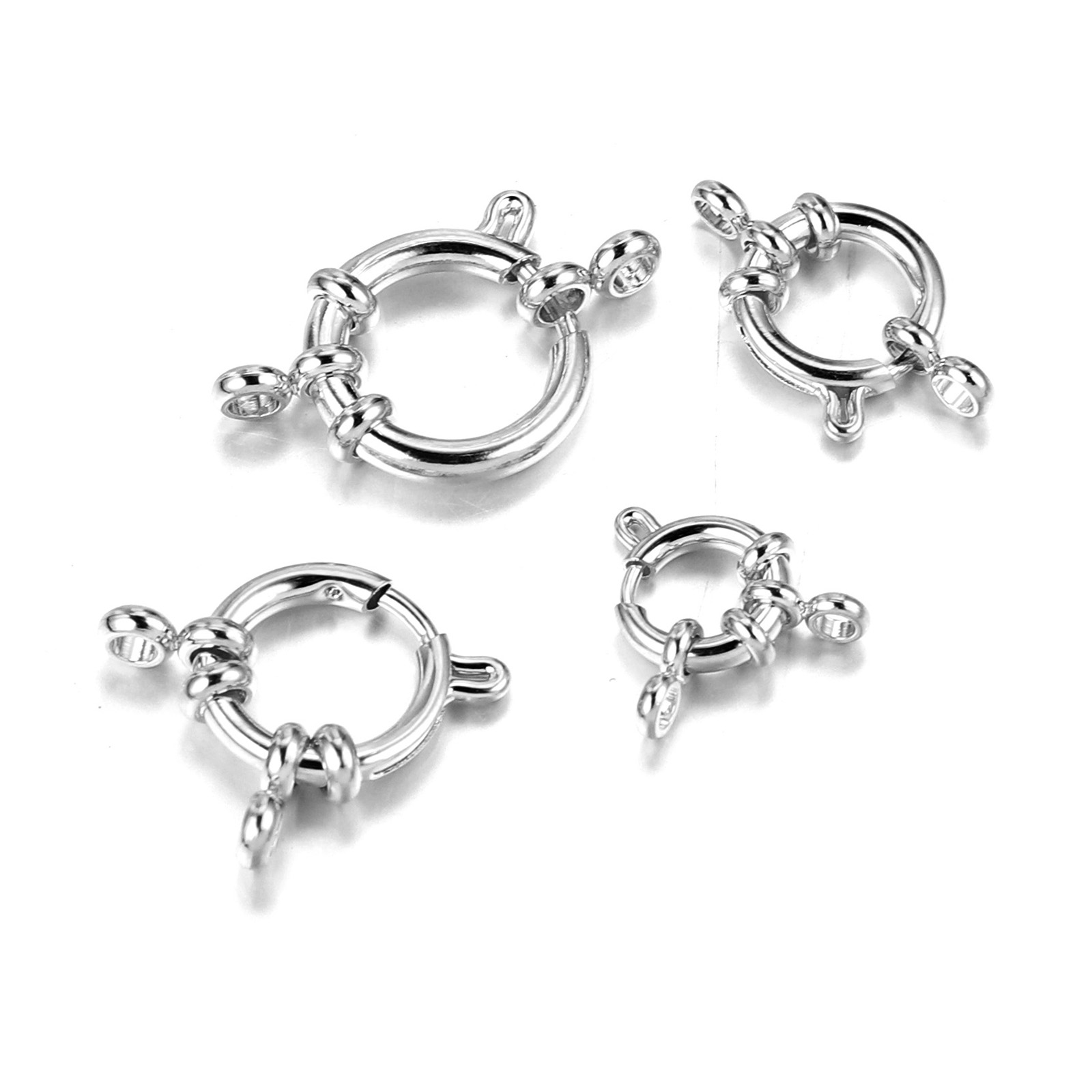Imagen de 304 Acero Inoxidable Broche Primavera Ronda Oro Plateado & Tono Plata 10 Unidades