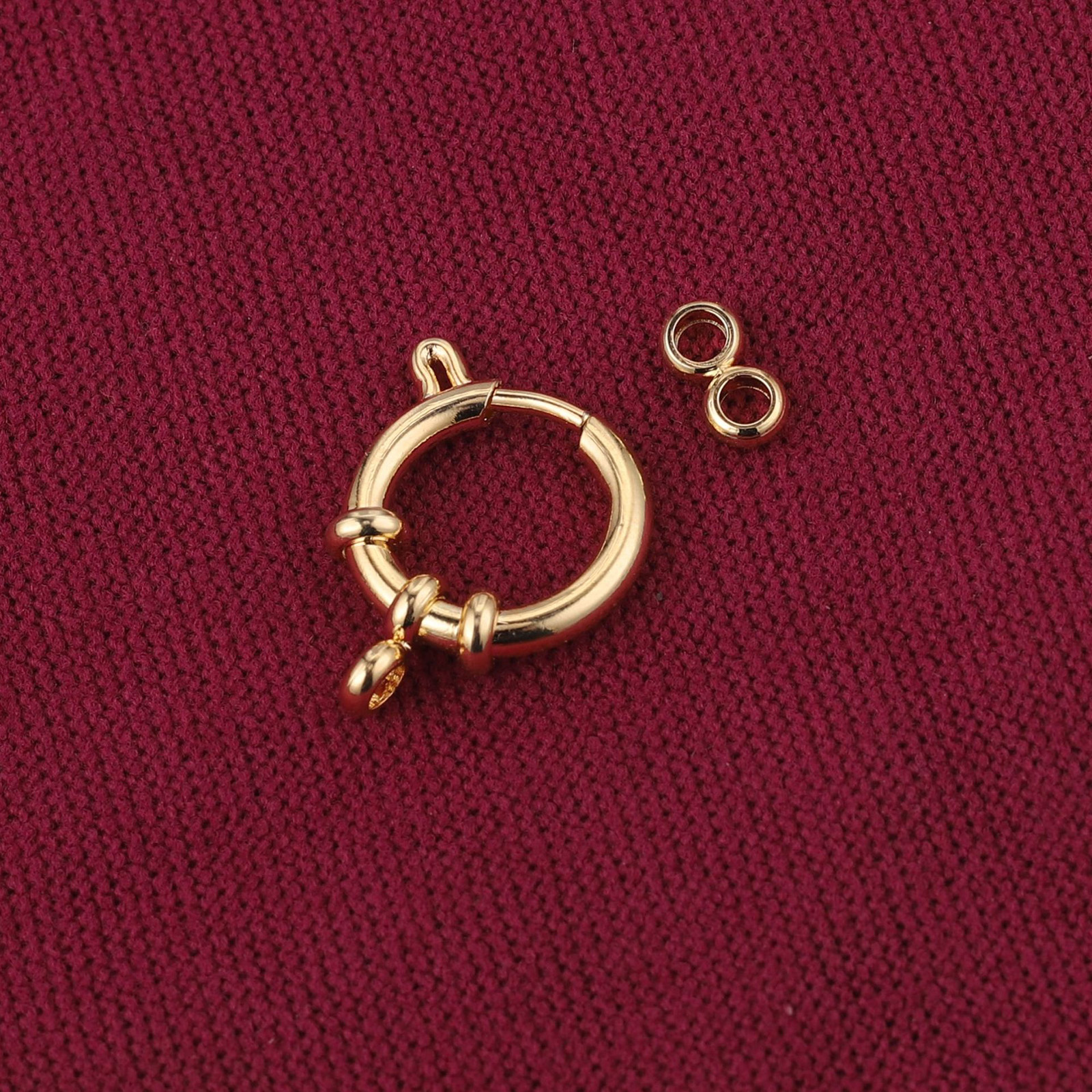 Imagen de 304 Acero Inoxidable Broche Primavera Ronda Oro Plateado & Tono Plata 10 Unidades