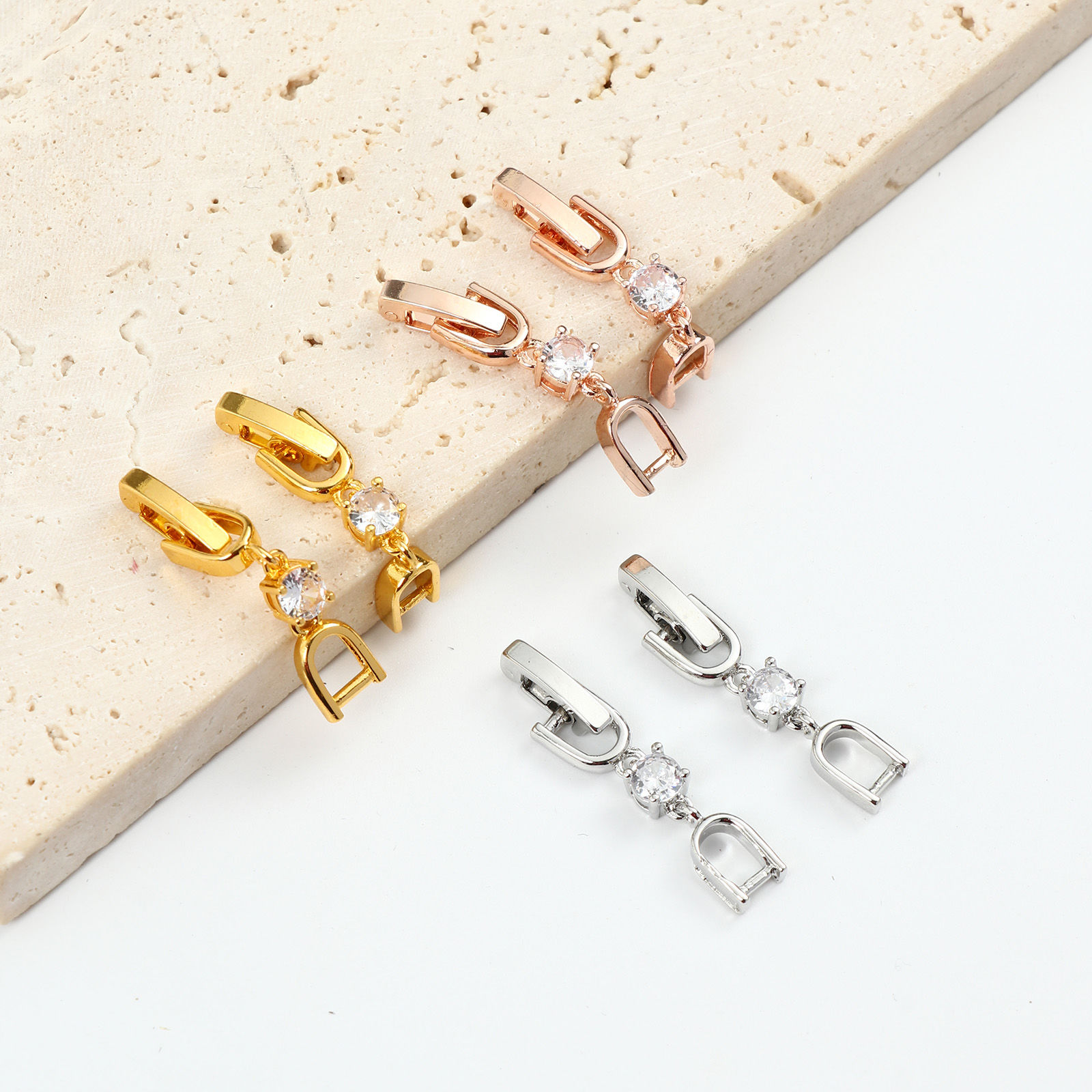 Bild von Messing Falten über Extender Clasps für DIY-Armband Halskette Schmuck machen Bunt Transparent Strassstein 2 Stück