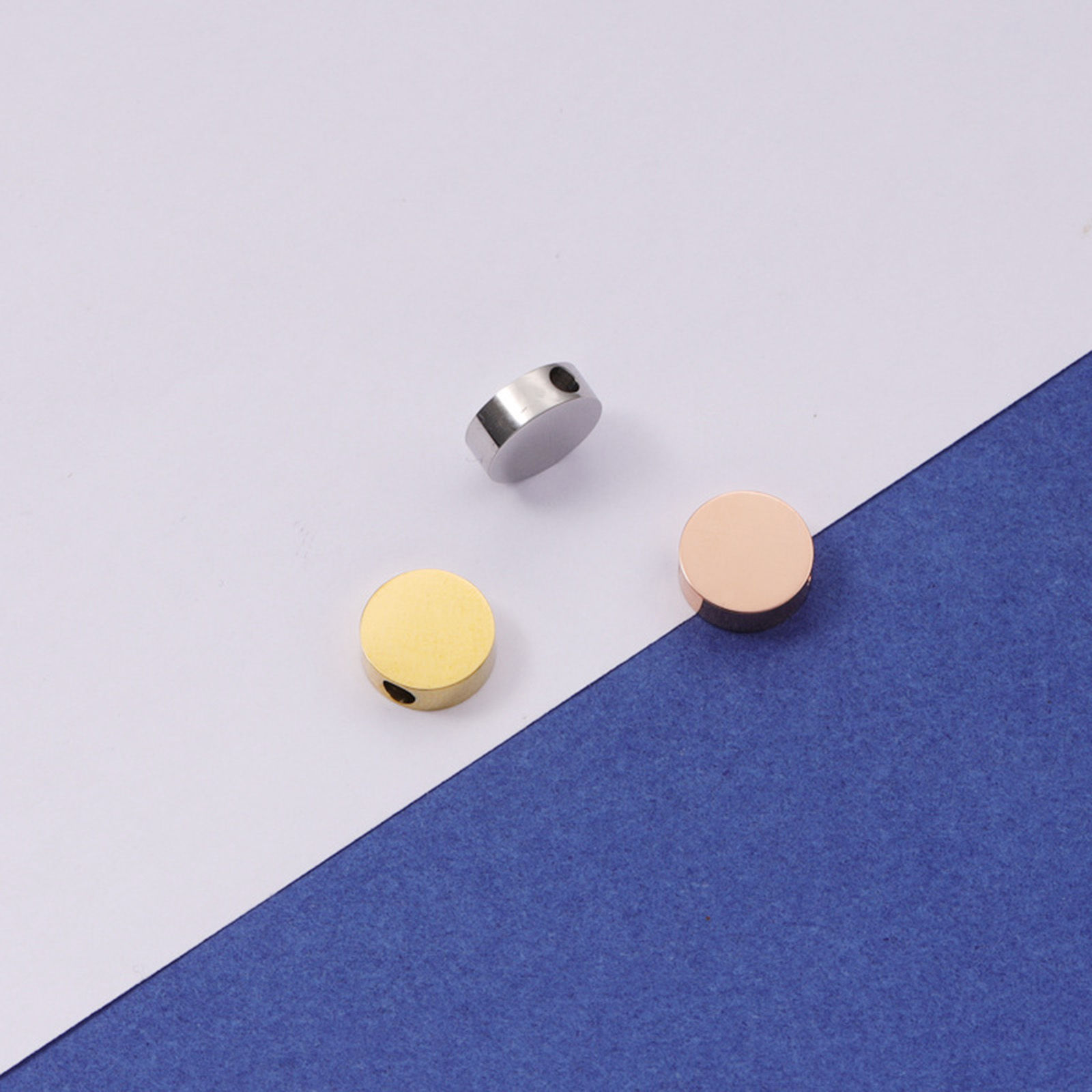 Picture of 304 Stainless Steel Beads For DIY Jewelry Making Multicolor Flat Round Mirror Polishing 8mm Dia.