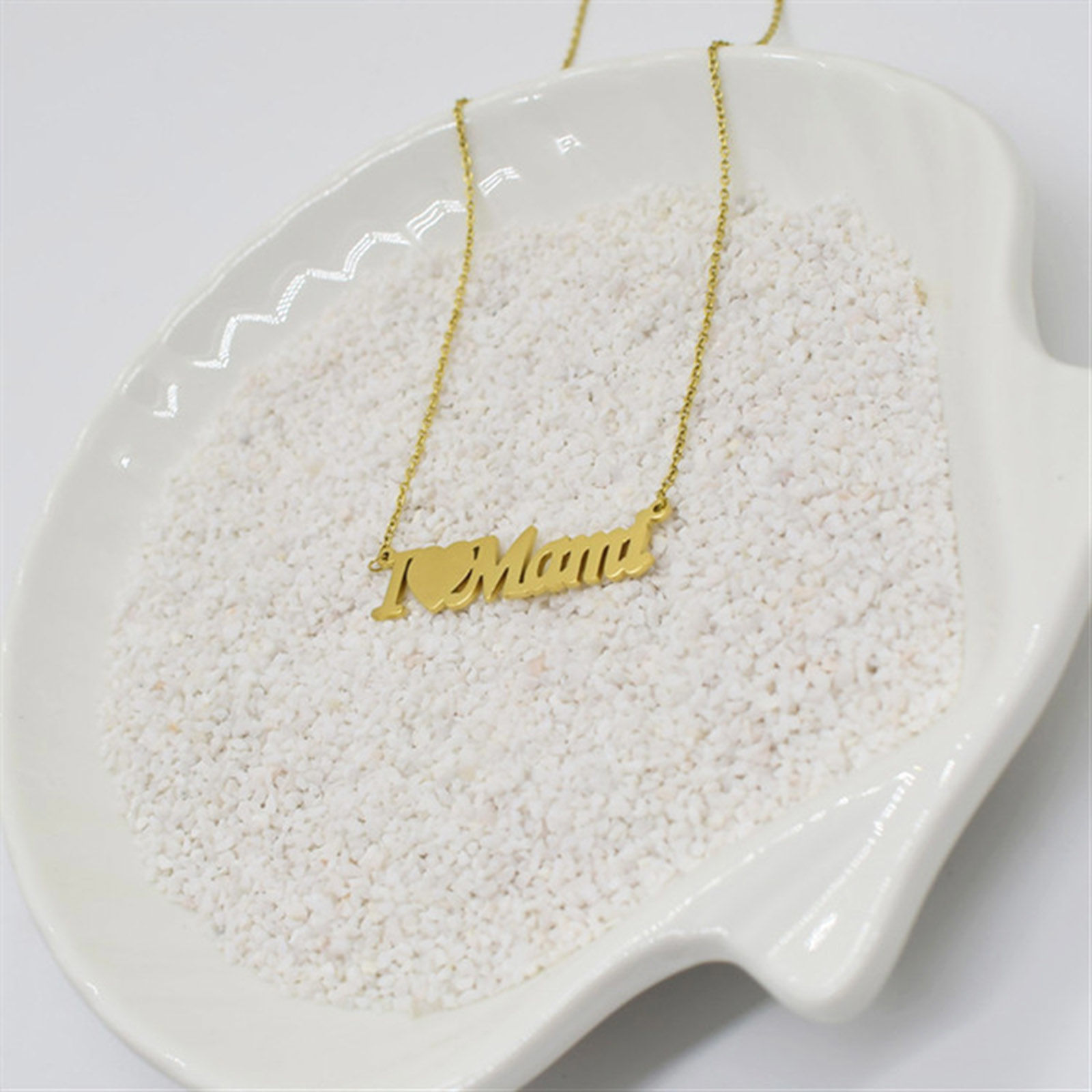 Image de Colliers en 304 Acier Inoxydable Fête des Mères Multicolore Gravé Mot " I Love Mom " 40cm Long, 1 Pièce