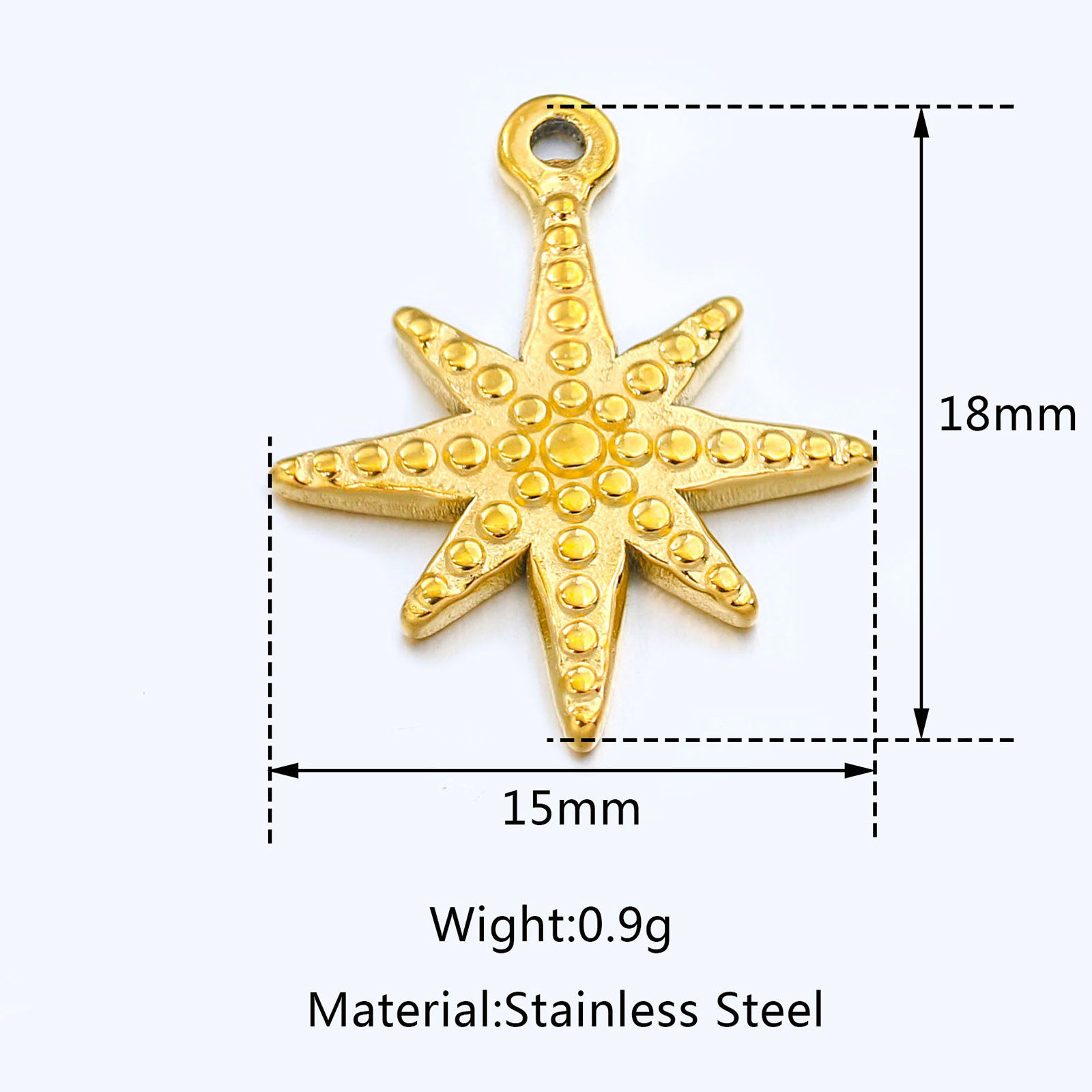 Bild von 304 Edelstahl Religiöse Schmuck Hexagramm Davidstern Charms Hexagramm Davidstern Bunt 18mm x 15mm, 1 Stück