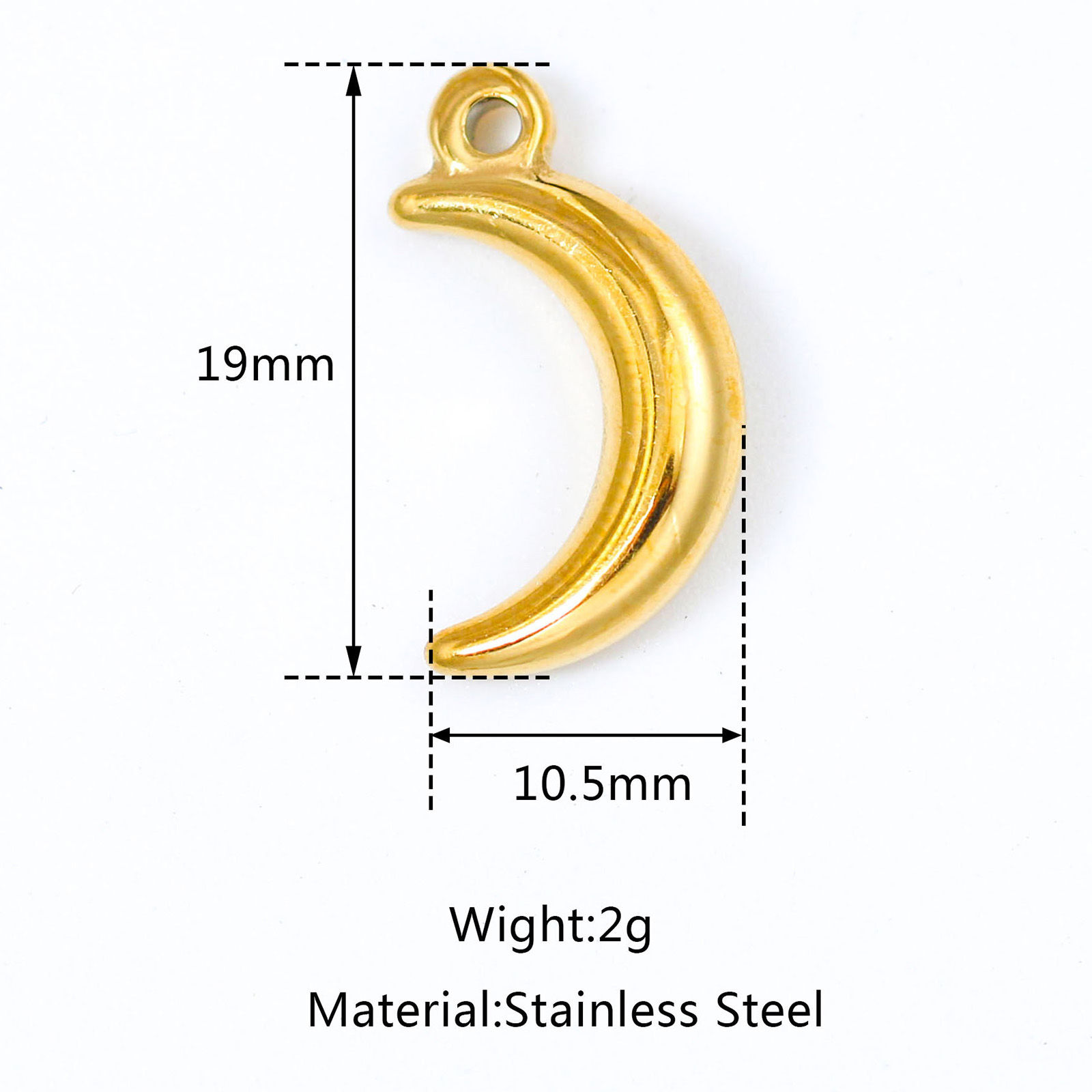 304ステンレス鋼 宇宙銀河シリーズ チャーム 月 多色 19mm x 10.5mm、 1 個 の画像