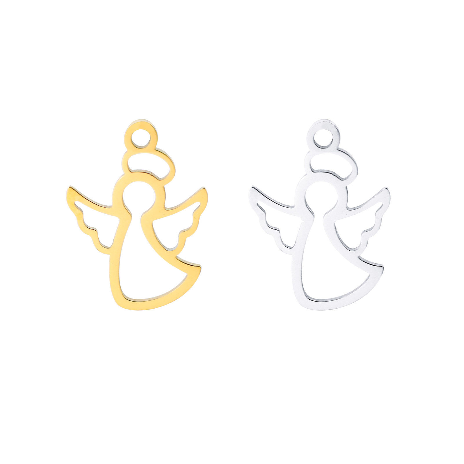 Picture of 304 Stainless Steel Religious Charms Multicolor Angel Hollow 15mm x 11mm