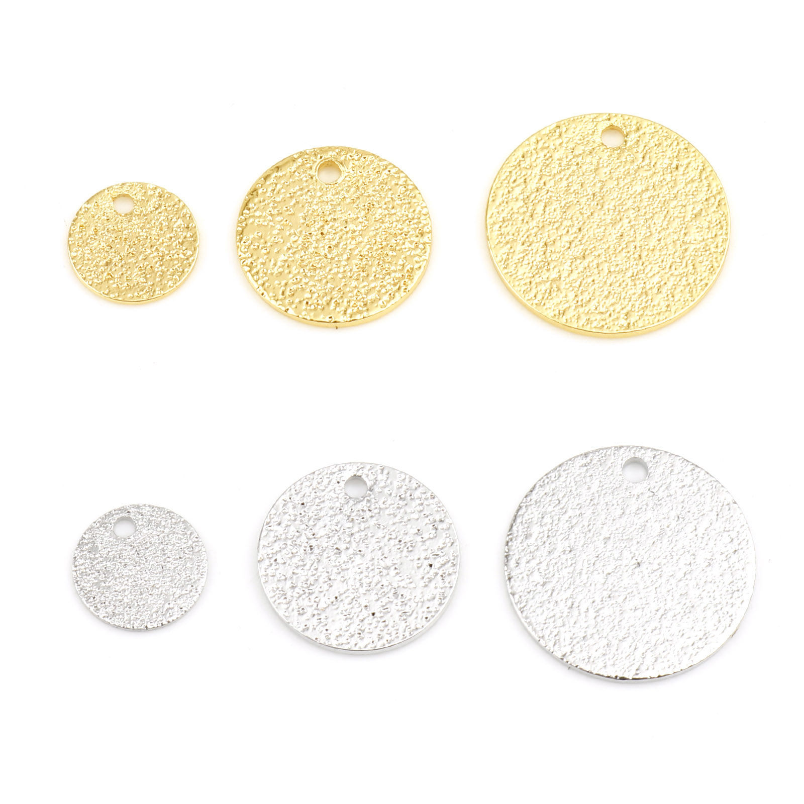 Image de Breloques en Laiton Rond Plaqué Or Véritable Amas Stellaire 10 Pcs
