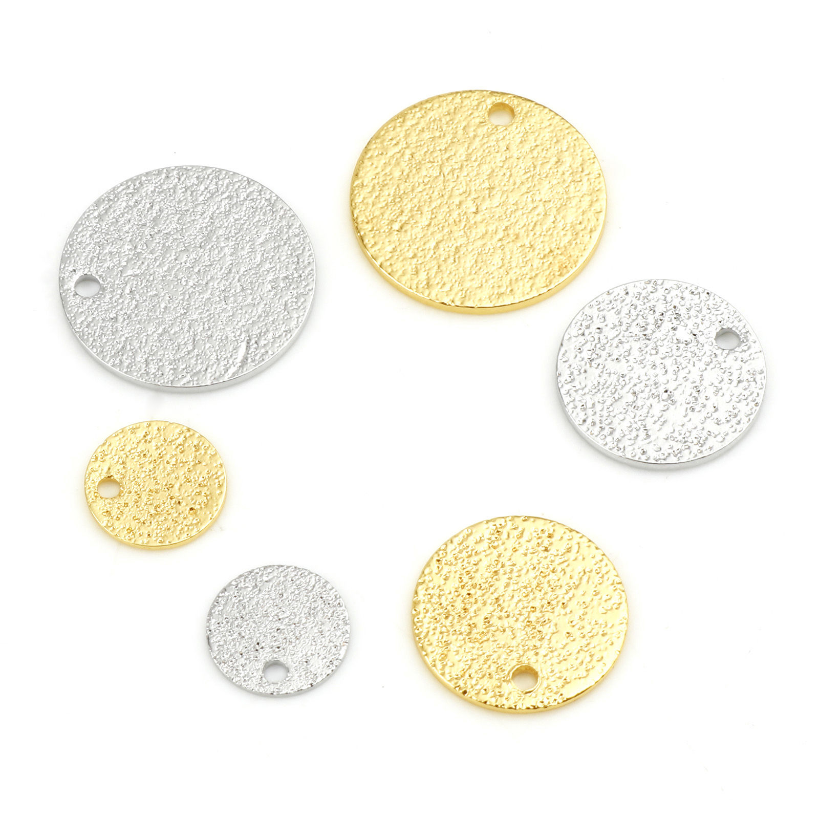 Image de Breloques en Laiton Rond Plaqué Or Véritable Amas Stellaire 10 Pcs