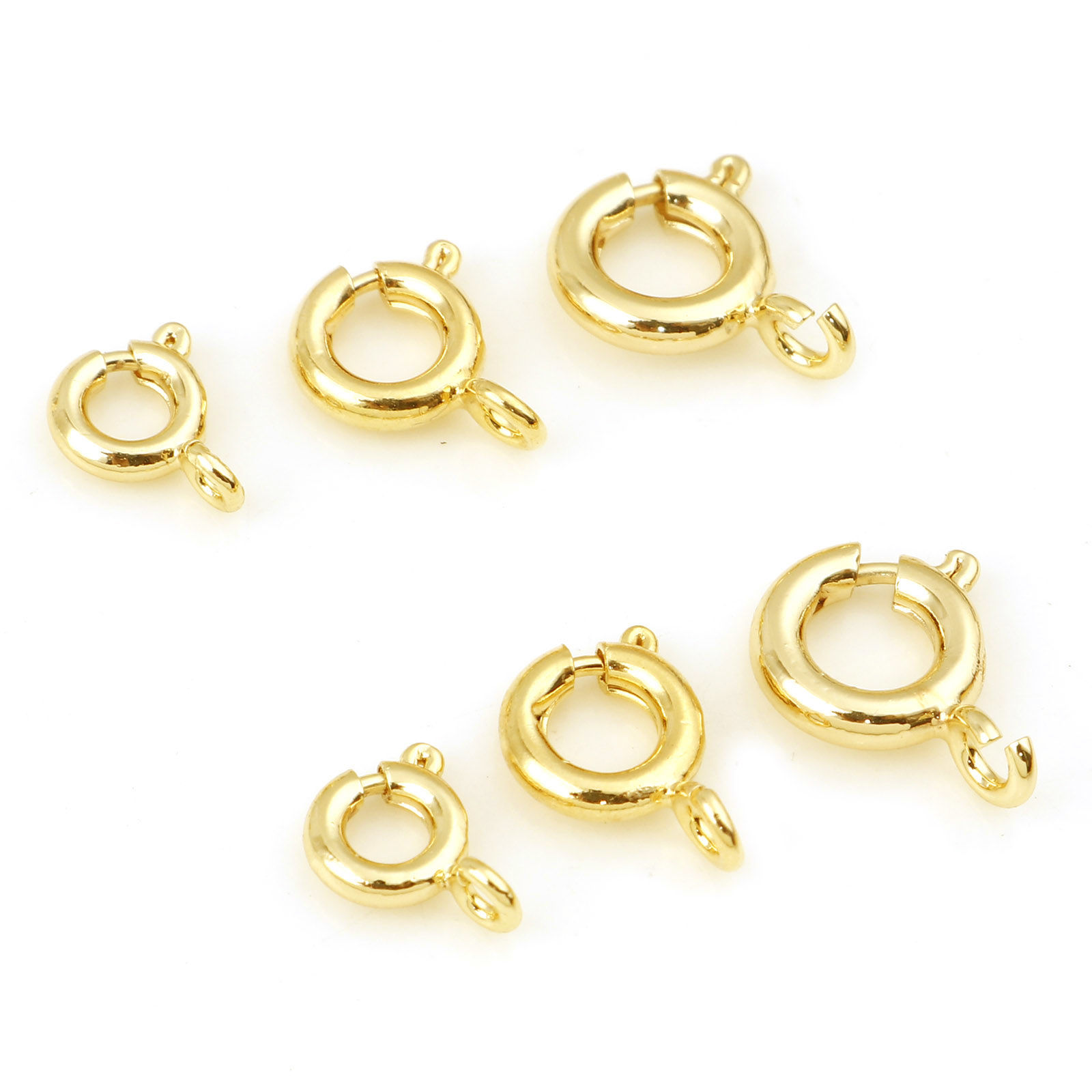 Picture of Hypoallergenic Brass Bolt Spring Ring Clasps Round Disc Real Gold Plated