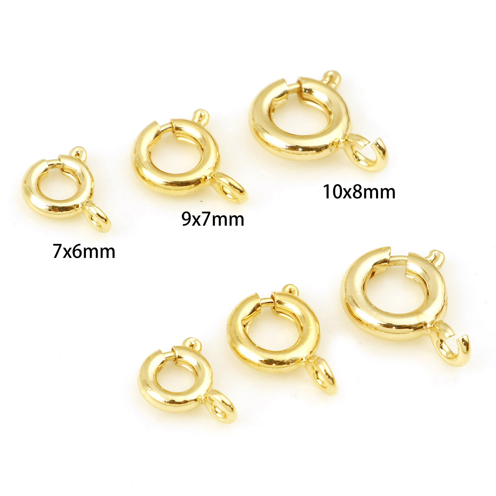 Picture of Hypoallergenic Brass Bolt Spring Ring Clasps Round Disc Real Gold Plated