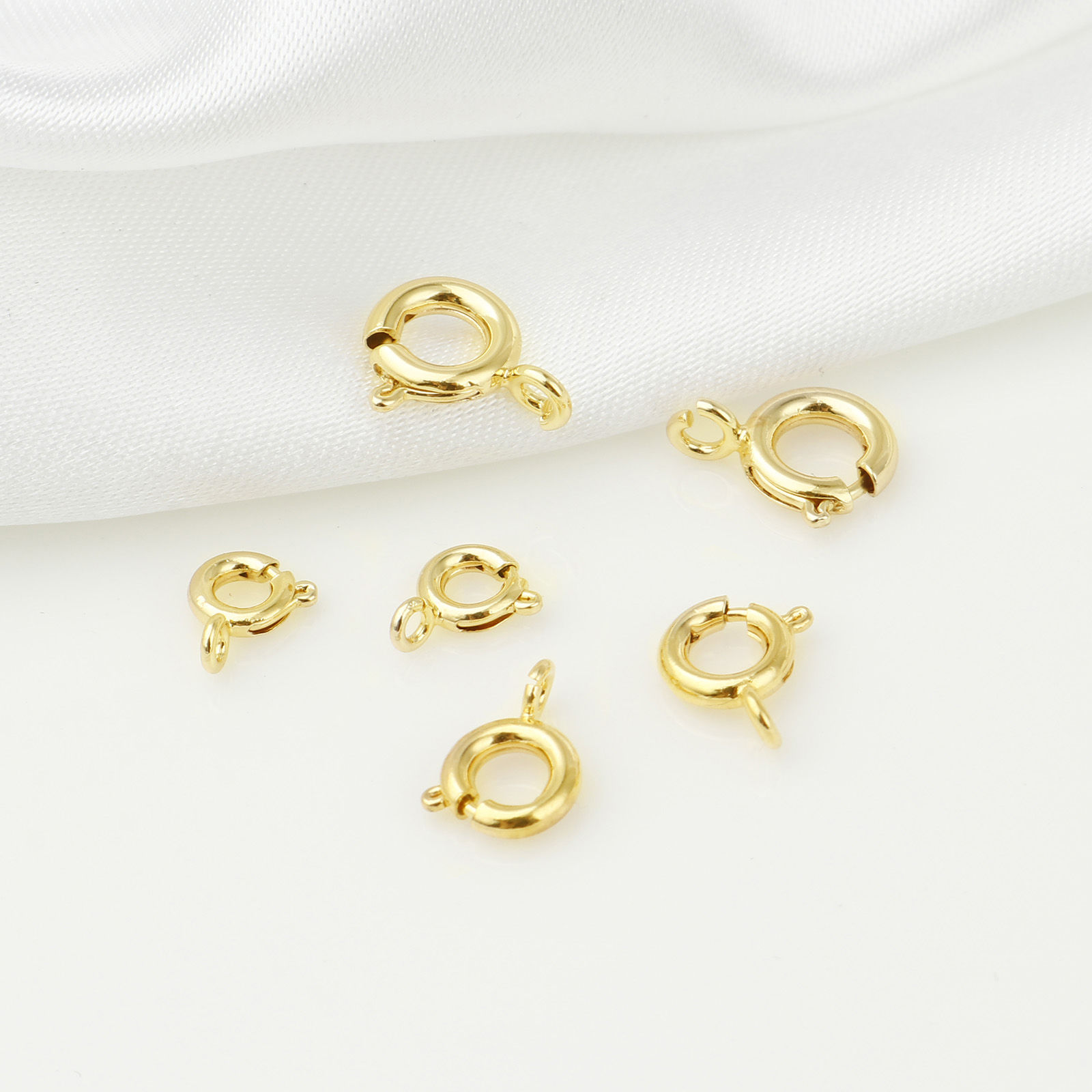 Picture of Hypoallergenic Brass Bolt Spring Ring Clasps Round Disc Real Gold Plated