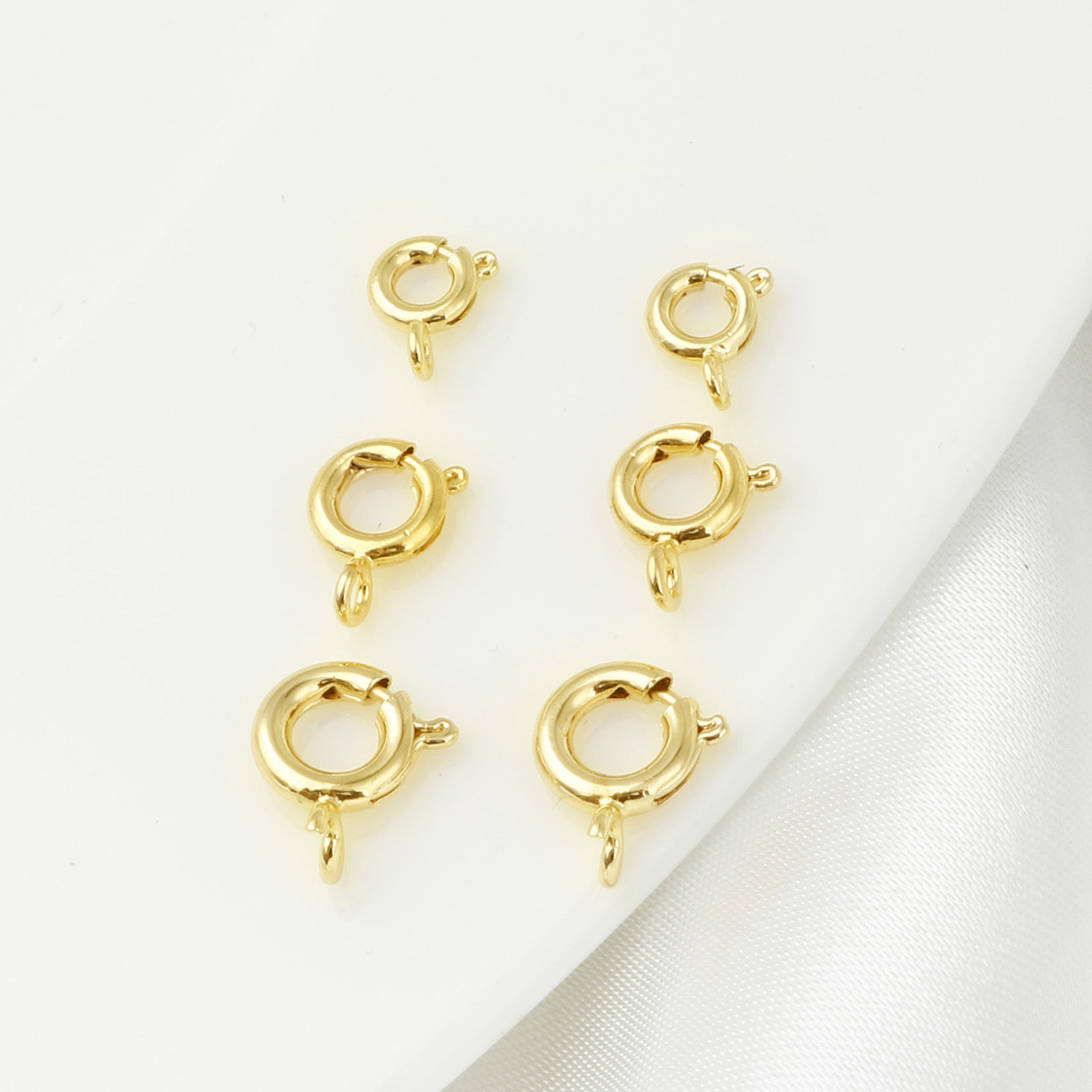 Picture of Hypoallergenic Brass Bolt Spring Ring Clasps Round Disc Real Gold Plated