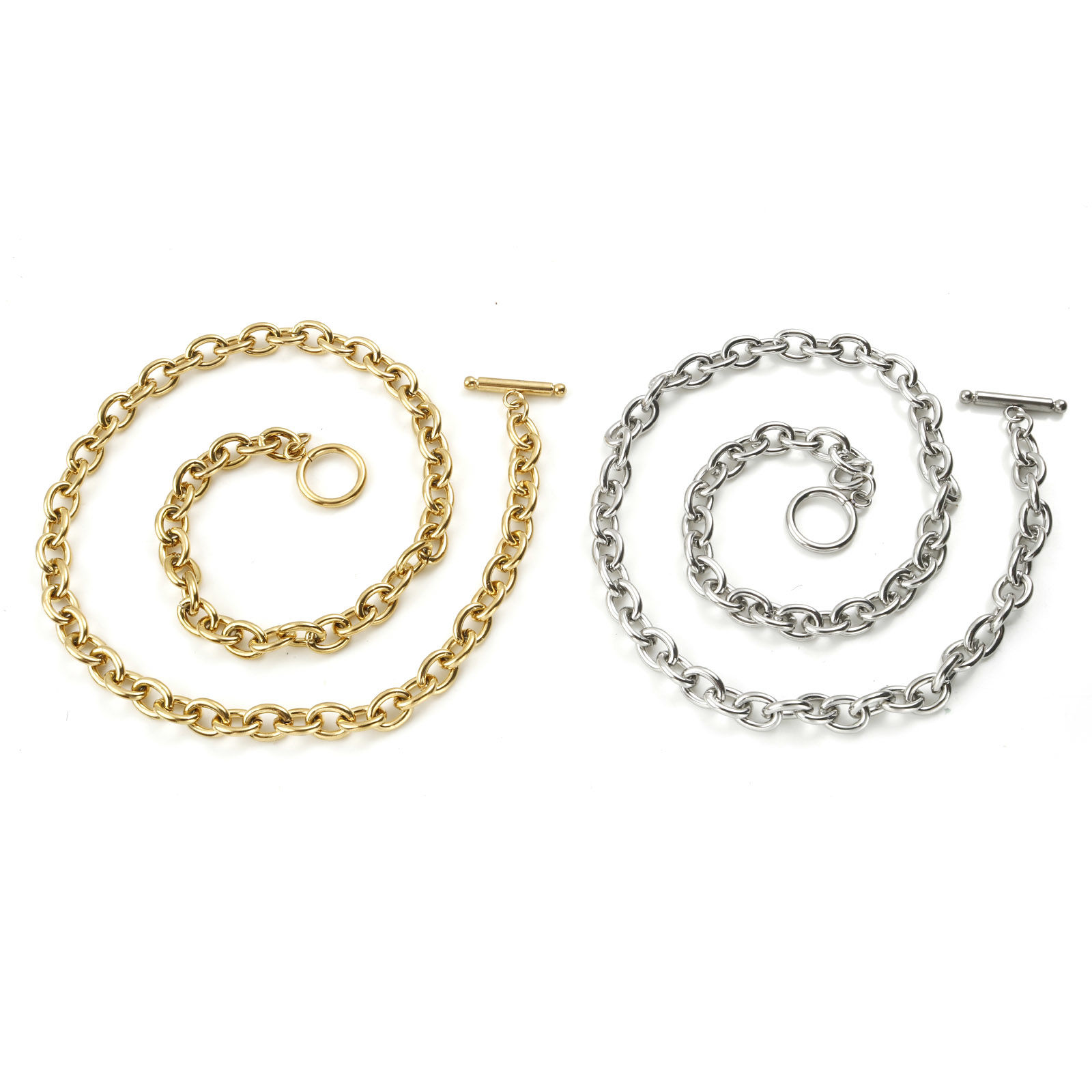Image de Chaîne Maille Forçat Colliers en Acier Inoxydable Multicolore 44cm Long, 1 Pièce