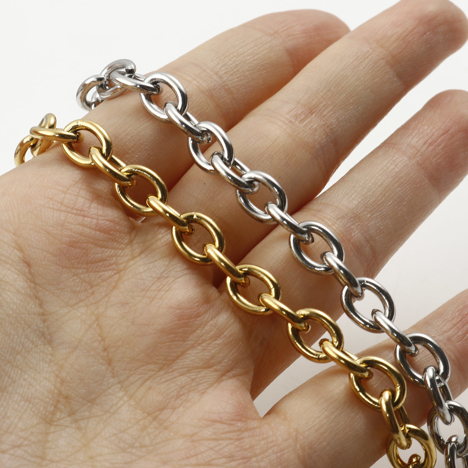 Image de Chaîne Maille Forçat Colliers en Acier Inoxydable Multicolore 44cm Long, 1 Pièce