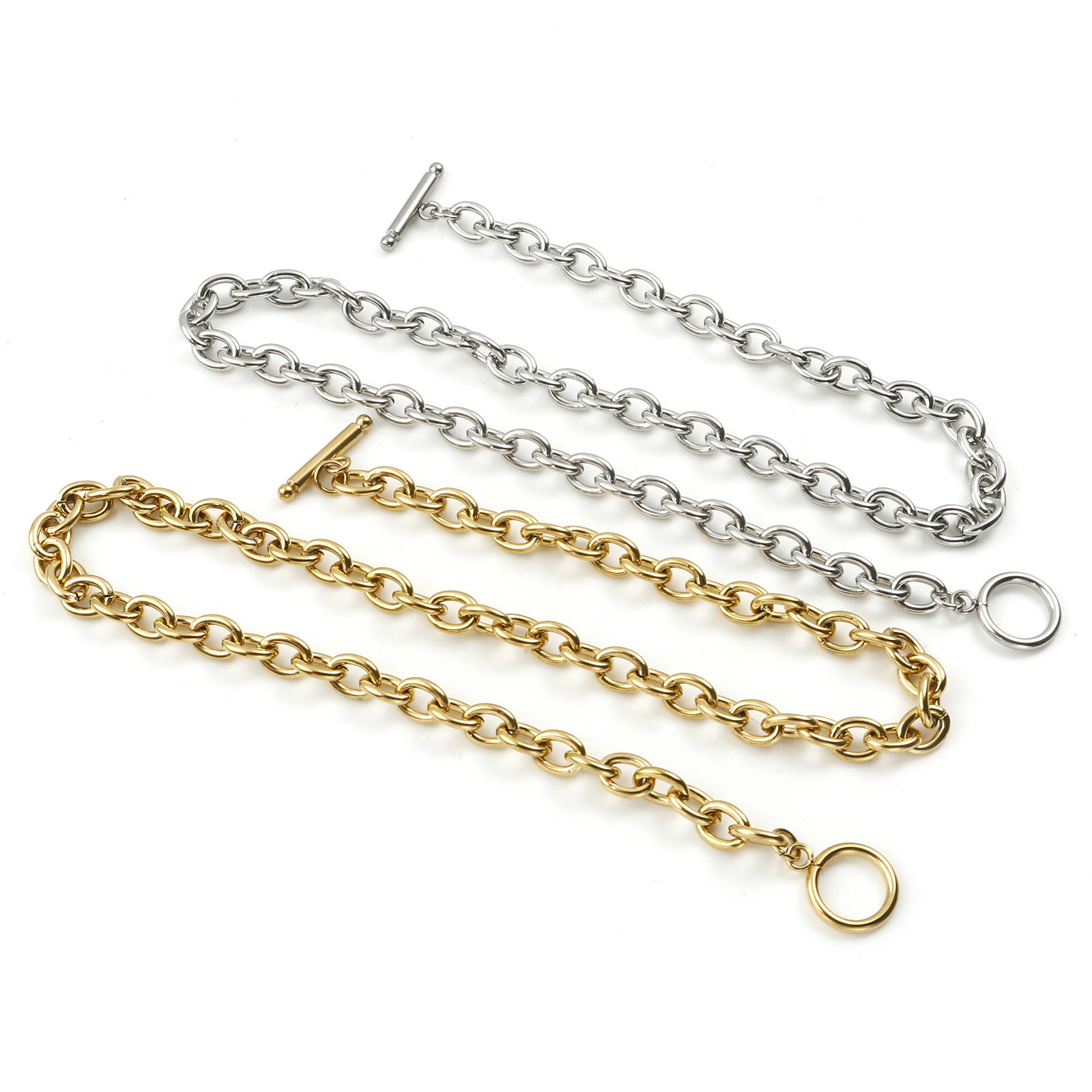Image de Chaîne Maille Forçat Colliers en Acier Inoxydable Multicolore 44cm Long, 1 Pièce