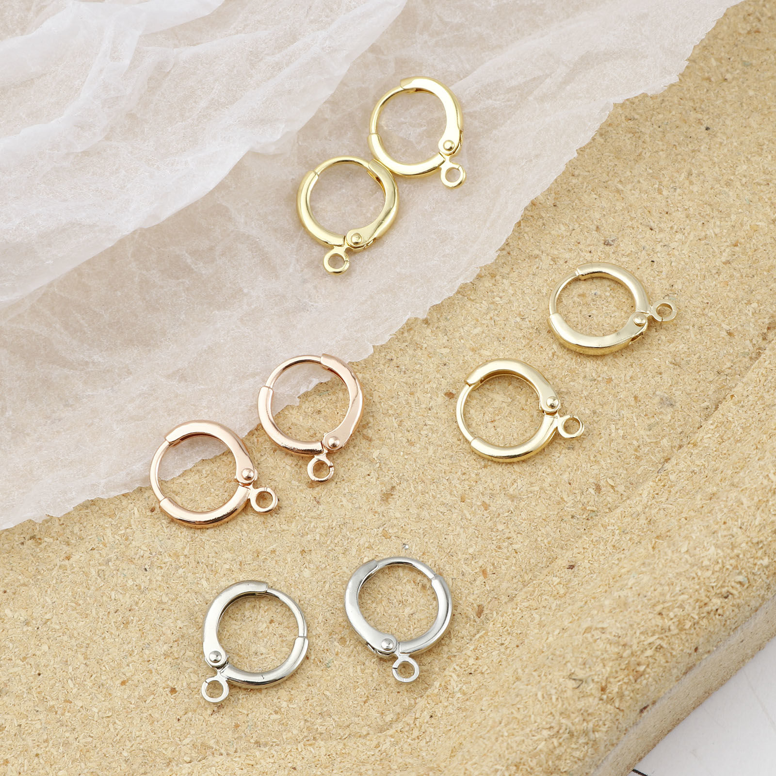 Picture of Brass Lever Back Clips Earrings Multicolor Round W/ Loop