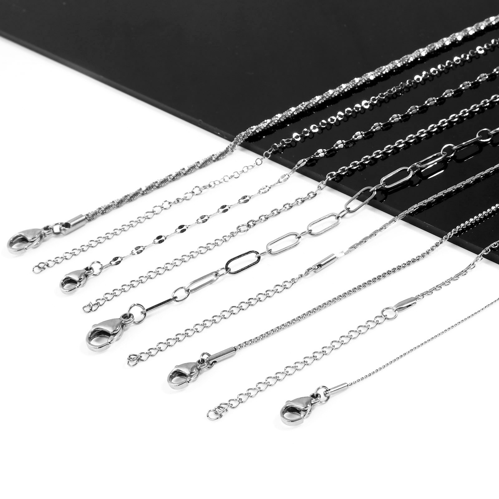 Imagen de 304 Acero Inoxidable Cadenas Collares Tono de Plata 1 Unidad