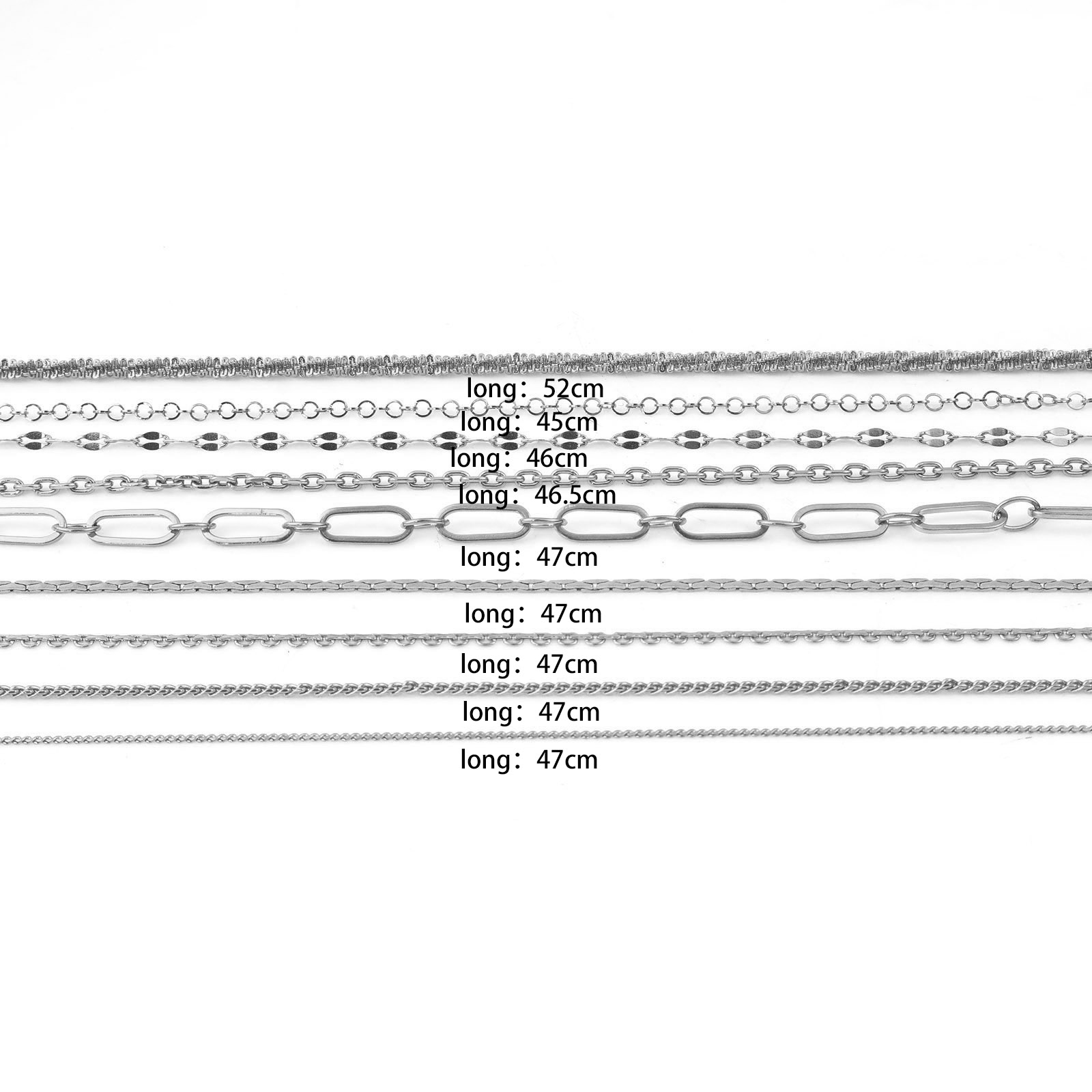 Imagen de 304 Acero Inoxidable Cadenas Collares Tono de Plata 1 Unidad