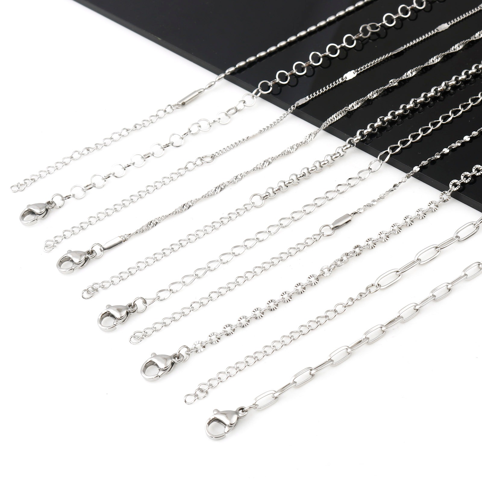 Image de Colliers en 304 Acier Inoxydable Chaînes Argent Mat 1 Pièce