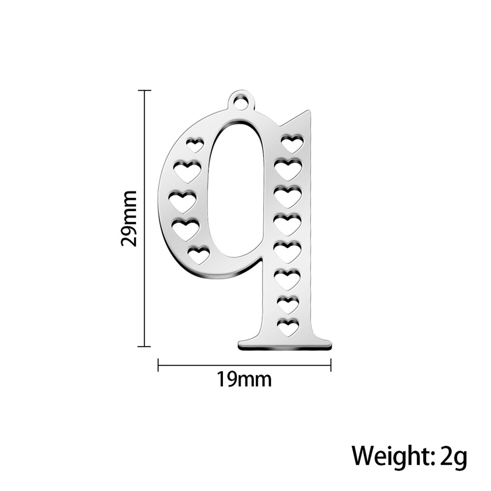 Picture of 304 Stainless Steel Charms Multicolor Lowercase Letter Heart Hollow