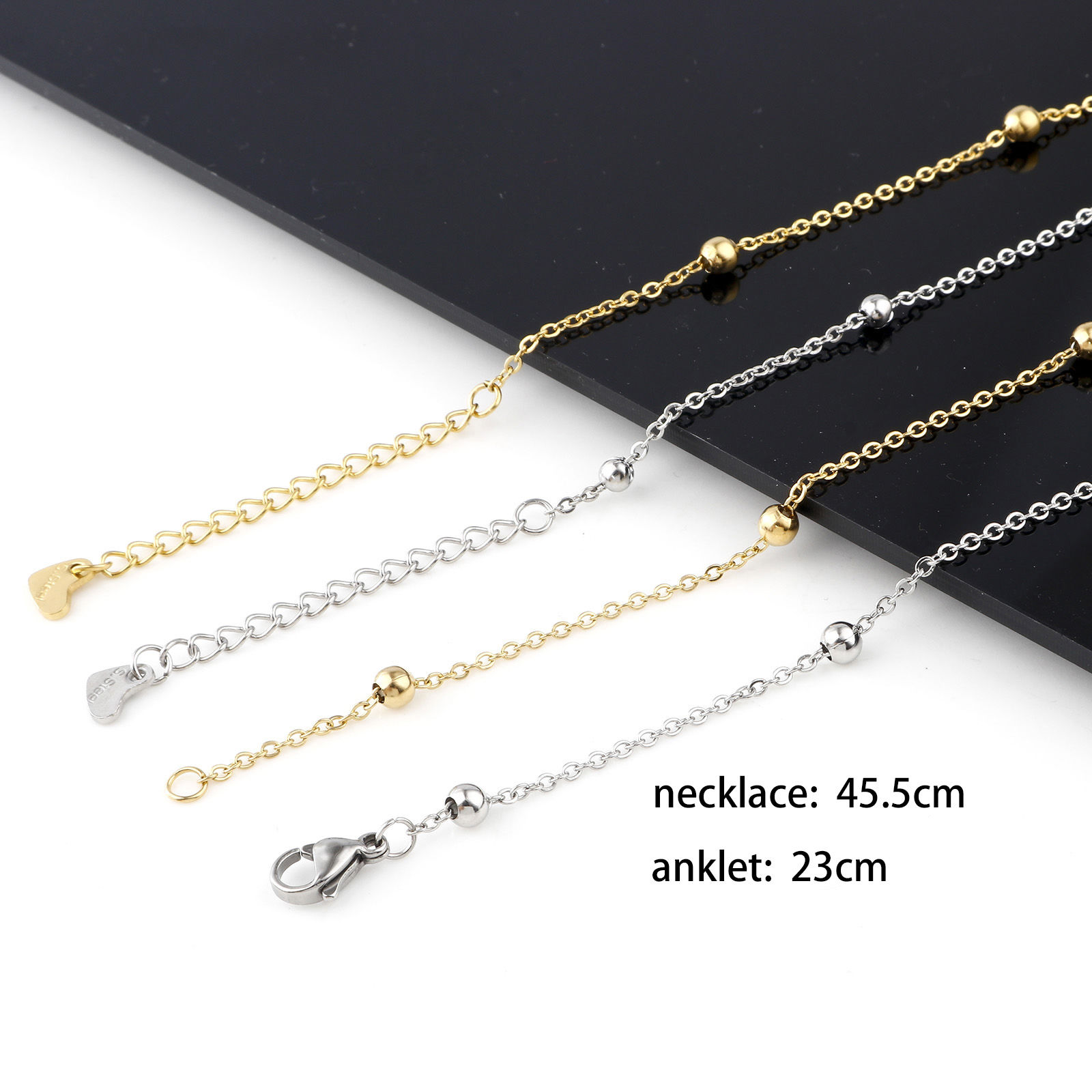 Image de Colliers en 304 Acier Inoxydable Chaîne Maille Forçat Multicolore Fait Main 1 Pièce