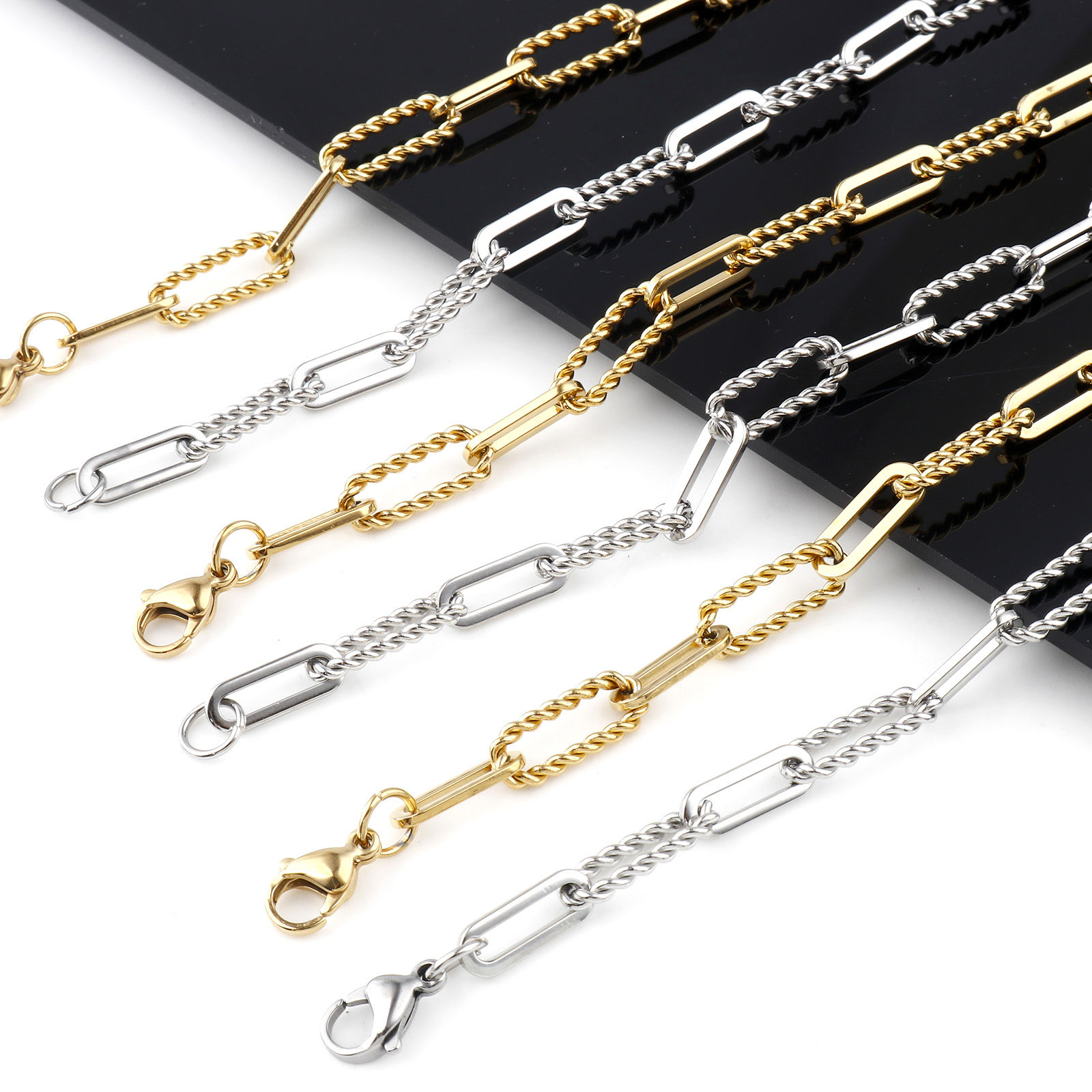 Picture of 304 Stainless Steel Link Cable Chain Necklace Multicolor Handmade