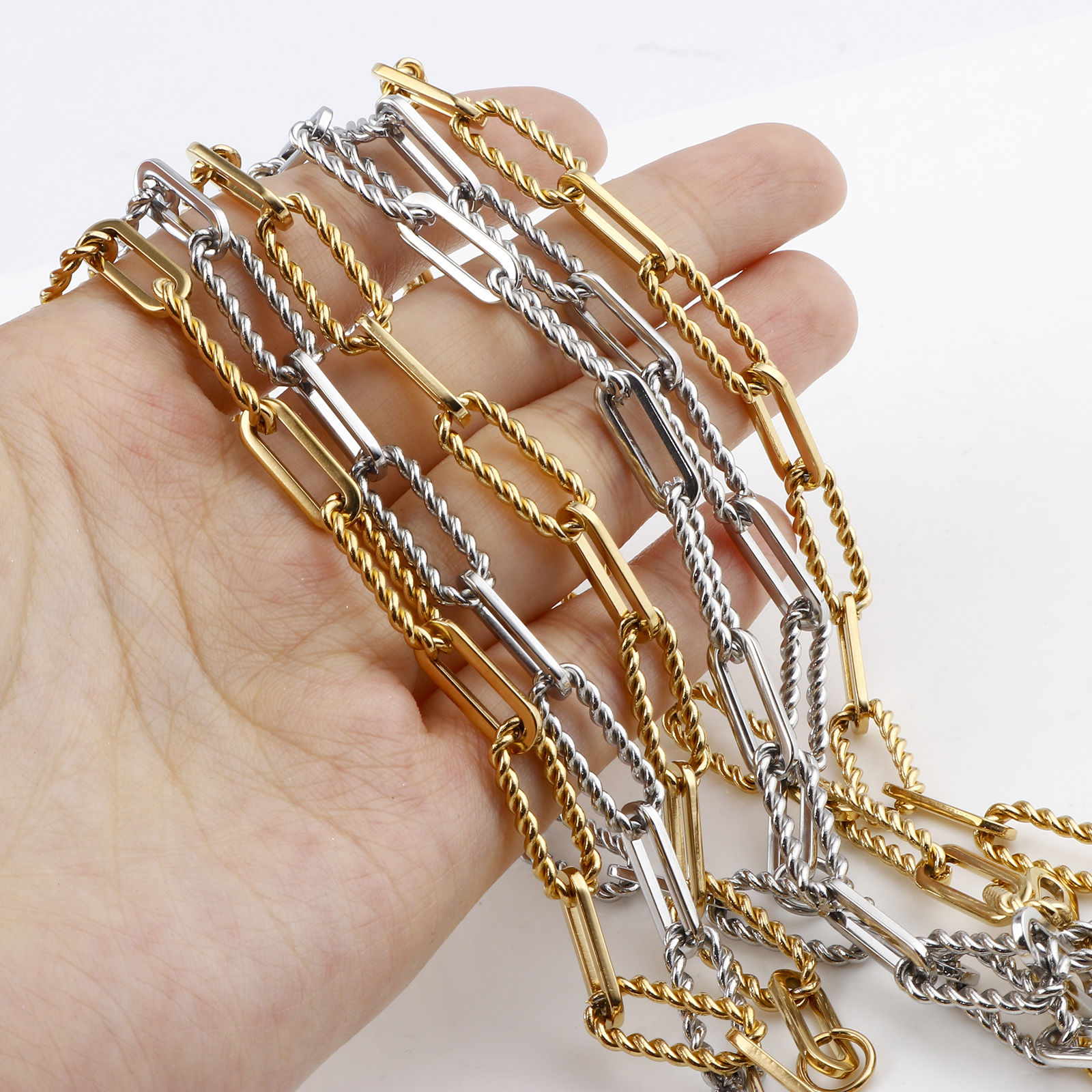 Picture of 304 Stainless Steel Link Cable Chain Necklace Multicolor Handmade