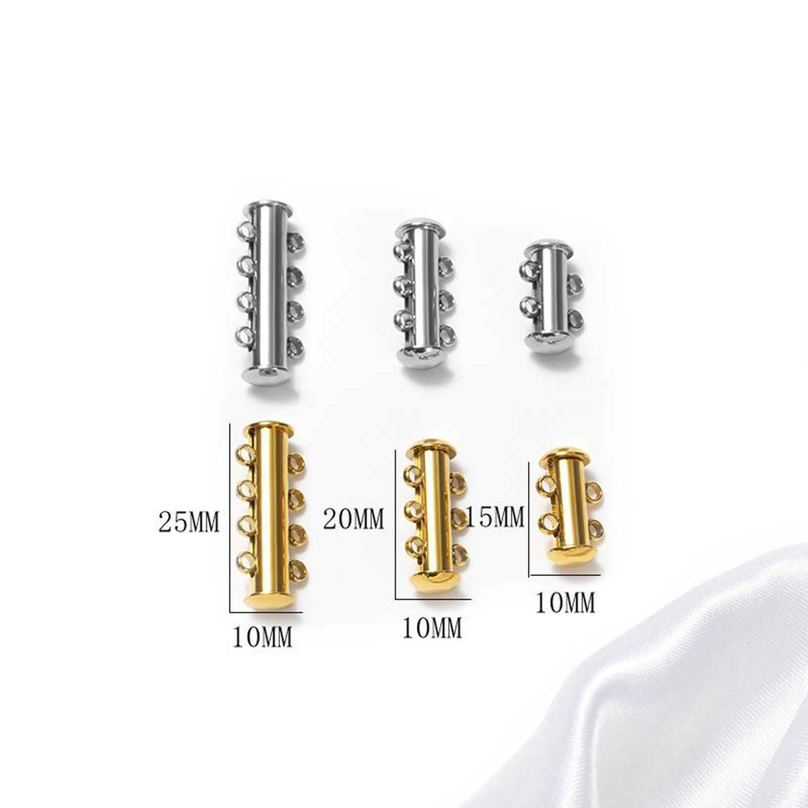 Picture of Stainless Steel Layered Slide Lock Clasps For Stackable Multi-layer Necklace Bracelet Cylinder Multicolor