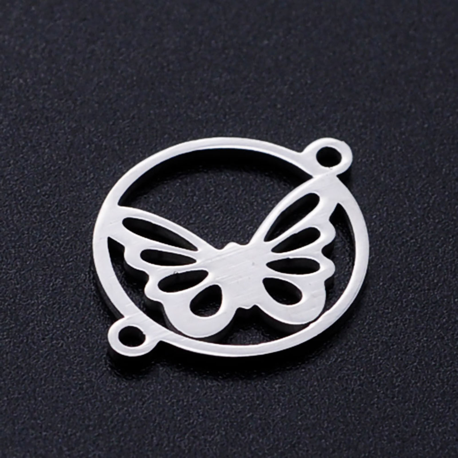 ステンレス鋼 昆虫 コネクター 円形 多色 蝶 透かし 19.5mm x 15mm、 5 個 の画像