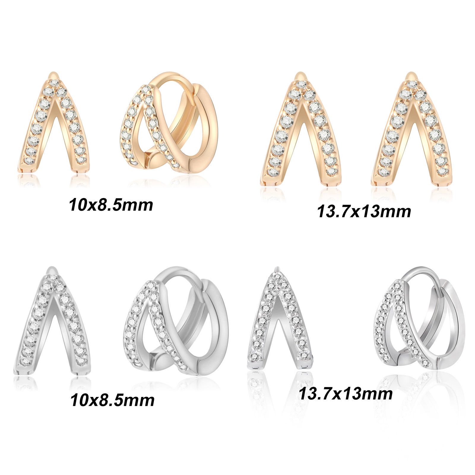 Immagine di 2 Pz Ecologico Elegante Squisito Vero Oro Placcato Ottone & Strass Orecchini Circolari Per Donne Regalo