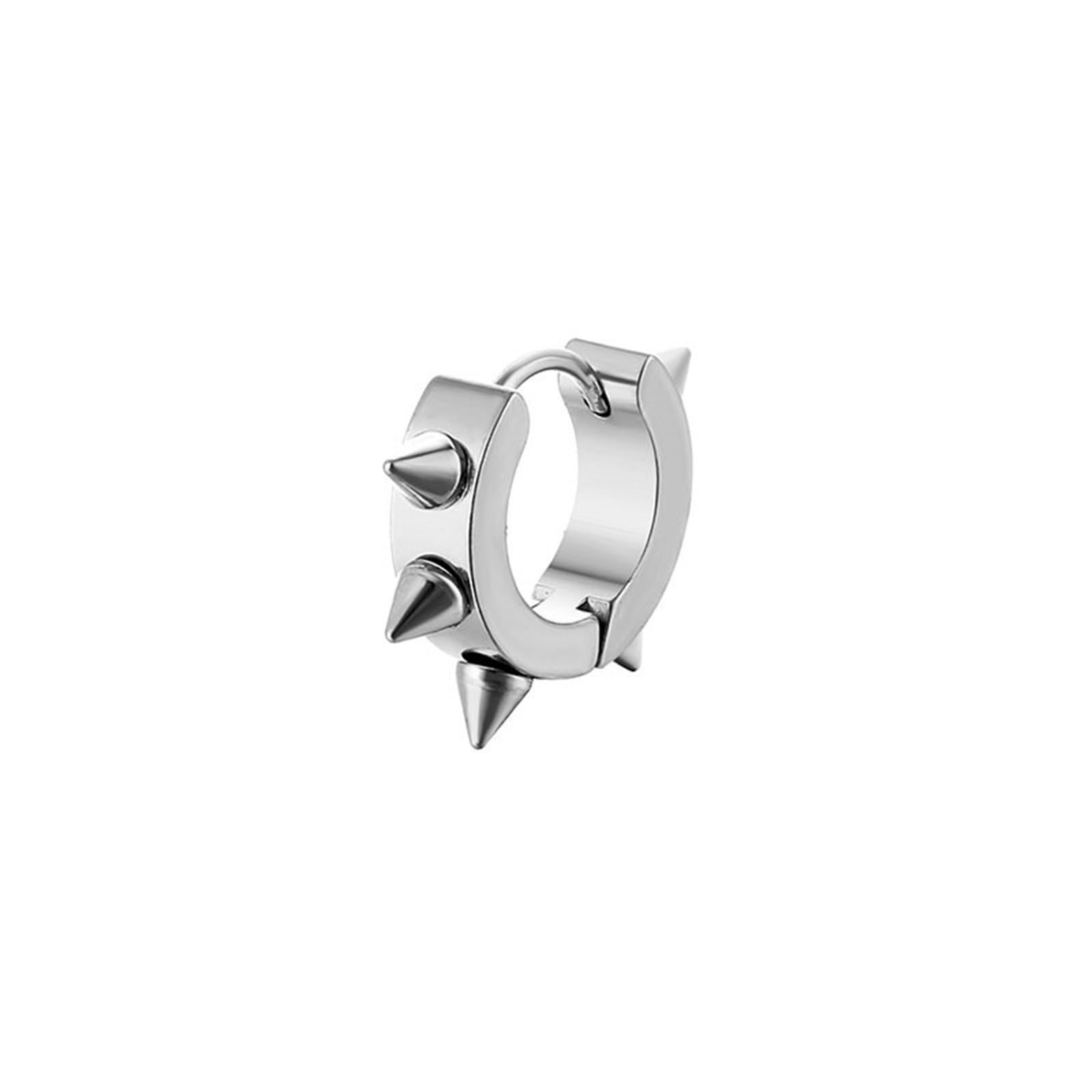Immagine di Acciaio Inossidabile Punk orecchino cerchio Multicolore Rivetto Tondo 9mm x 4mm, Posta / Filo Dimensione: (18 misura), 2 Pz