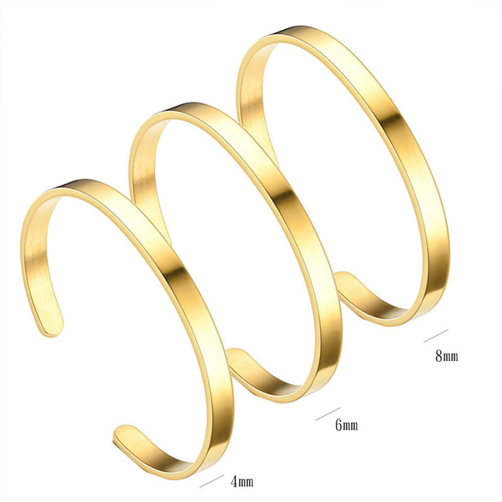 Image de Bracelet Manchette Jonc Semi-Ouvert en 304 Acier Inoxydable Forme de C Multicolore Pouvoir Graver sur Espace Blanc Deux Côtés 6cm Dia., 1 Pièce