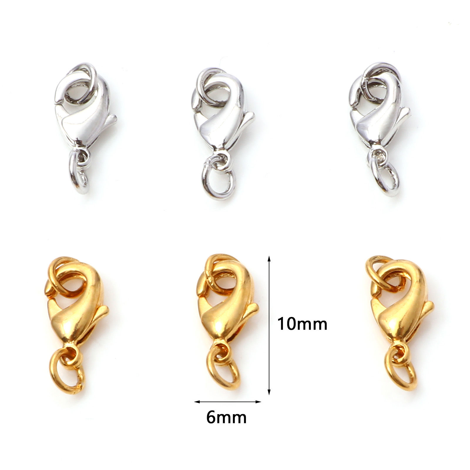 Bild von Messing Karabinerverschluss Bunt Mit Bindering 10mm x 6mm, 5 Stück