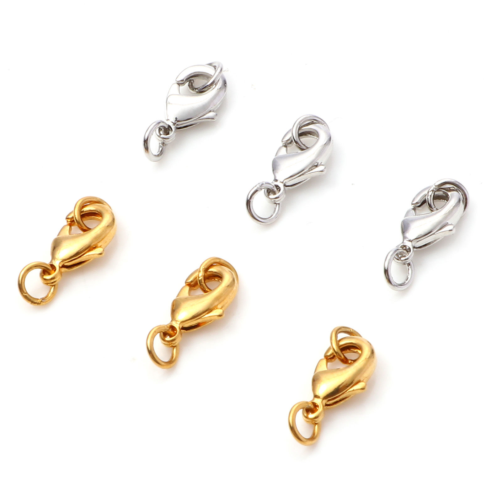 Bild von Messing Karabinerverschluss Bunt Mit Bindering 10mm x 6mm, 5 Stück