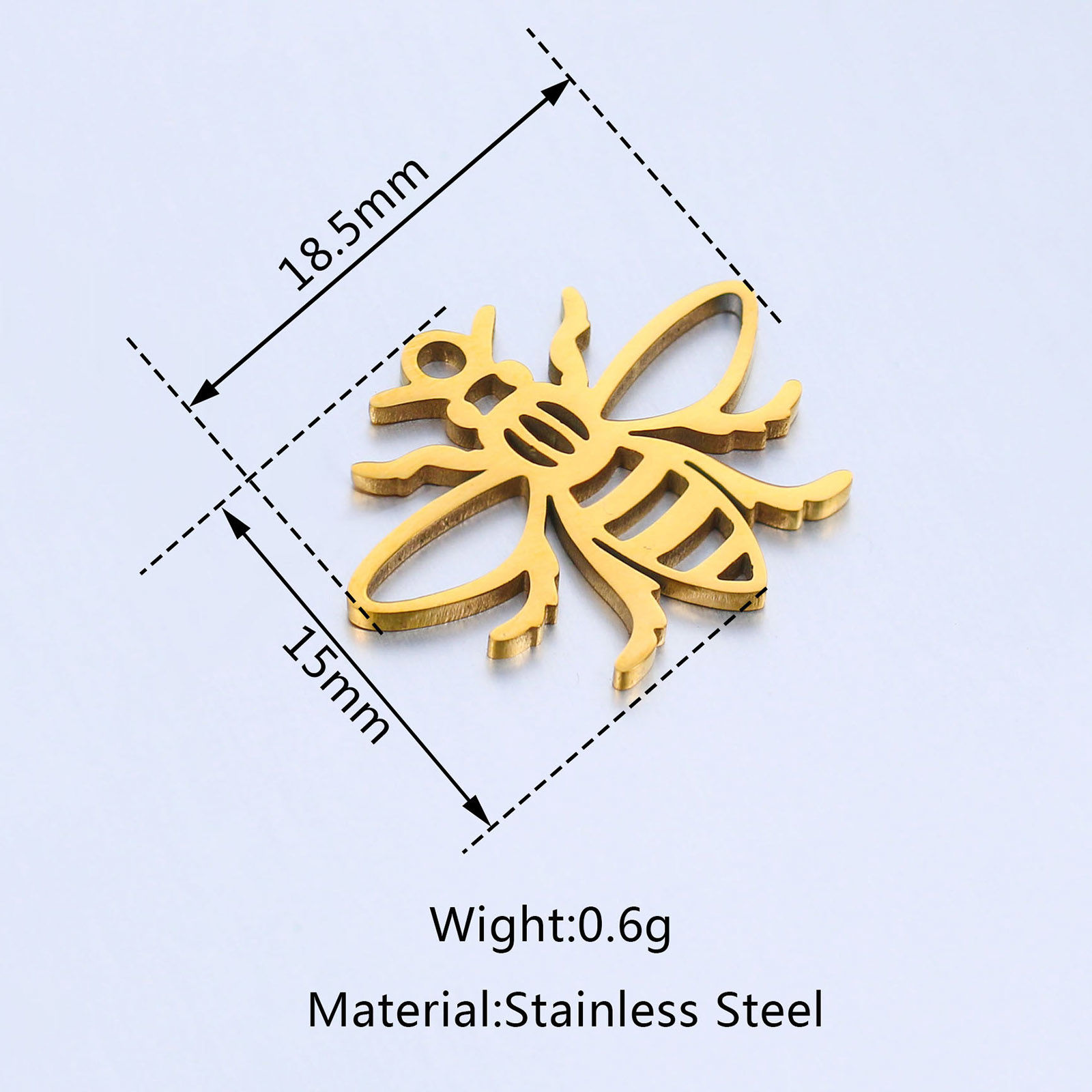 Picture of 304 Stainless Steel Insect Charms Multicolor Bee Animal Hollow 18.5mm x 15mm
