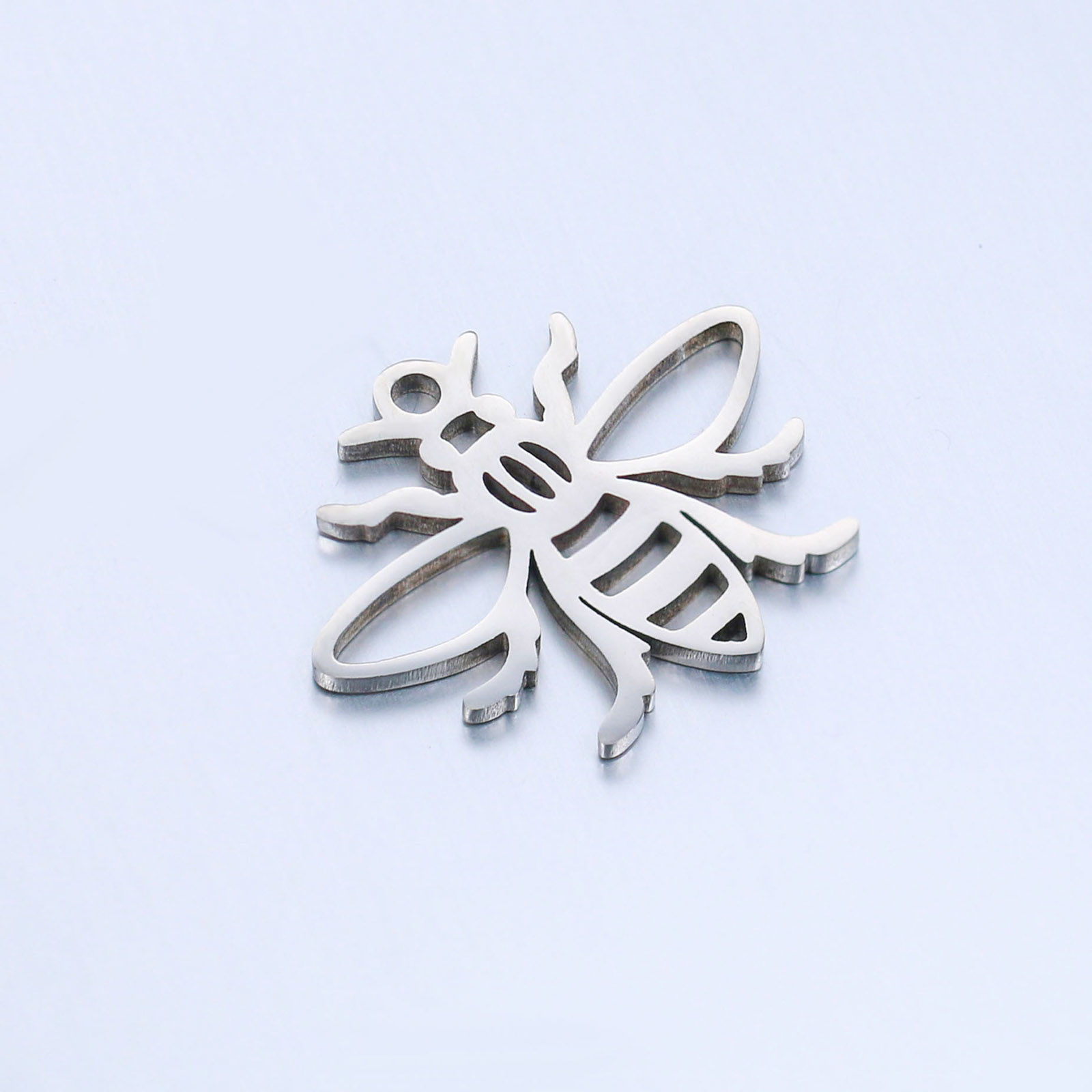 Picture of 304 Stainless Steel Insect Charms Multicolor Bee Animal Hollow 18.5mm x 15mm