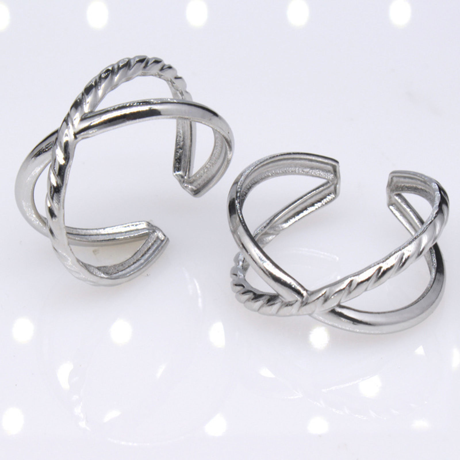 Picture of Stainless Steel Punk Open Adjustable Rings Multicolor Braided Hollow