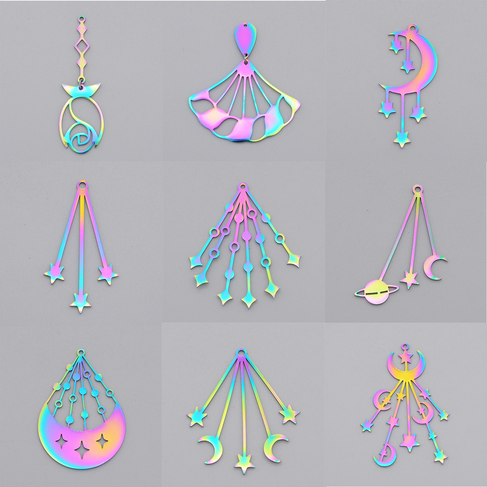 Picture of Stainless Steel Galaxy Pendants Multicolor Half Moon Star 1 Piece
