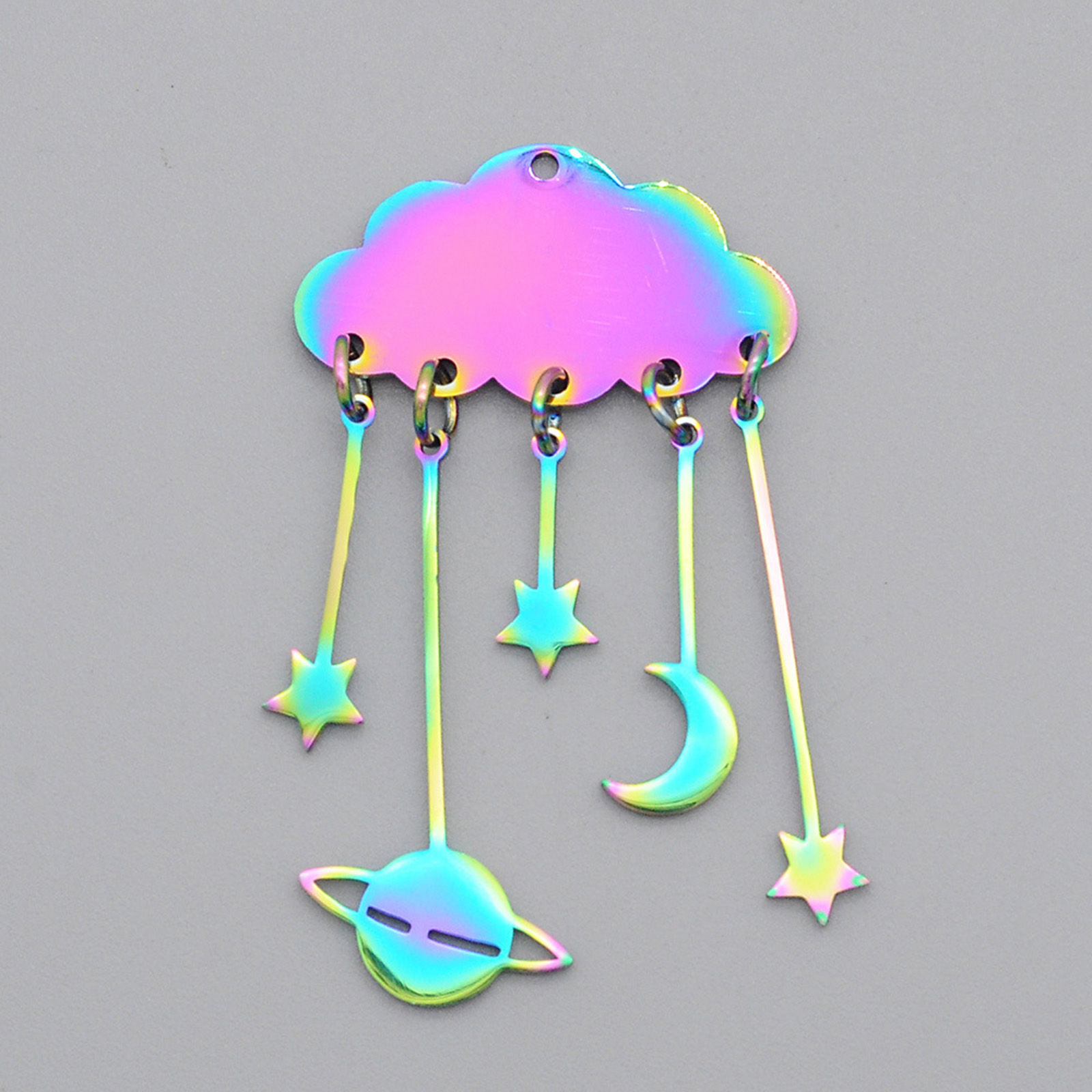 Picture of Stainless Steel Galaxy Pendants Multicolor Half Moon Star 1 Piece